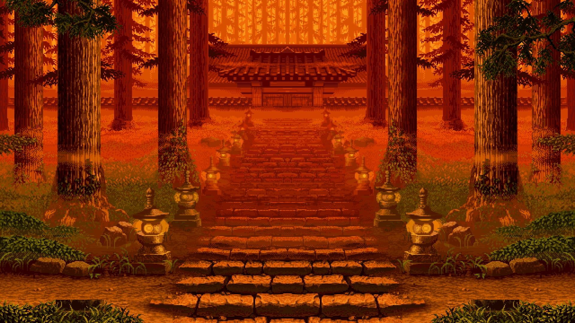 1920x1080 temple wallpaper digital art pixel art #pixelated #pixels #nature #landscape Asian architecture #temple #trees #fo&acirc;&#128;&brvbar; | Fondo de pantalla digital, Arte, Fondo de arte