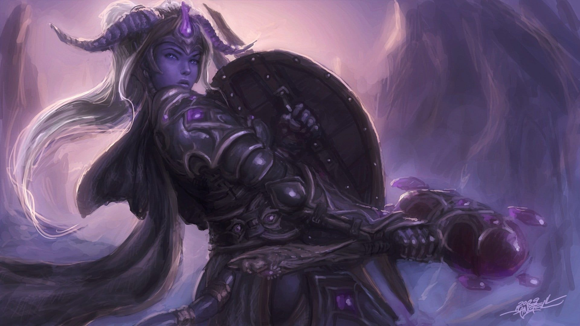 1920x1080 woman wearing purple armor and shield wallpaper #Paladin #horns World of Warcraft #draenei video games #1080P #wallpape&acirc;&#128;&brvbar; | World of warcraft, Warcraft art, Warcraft
