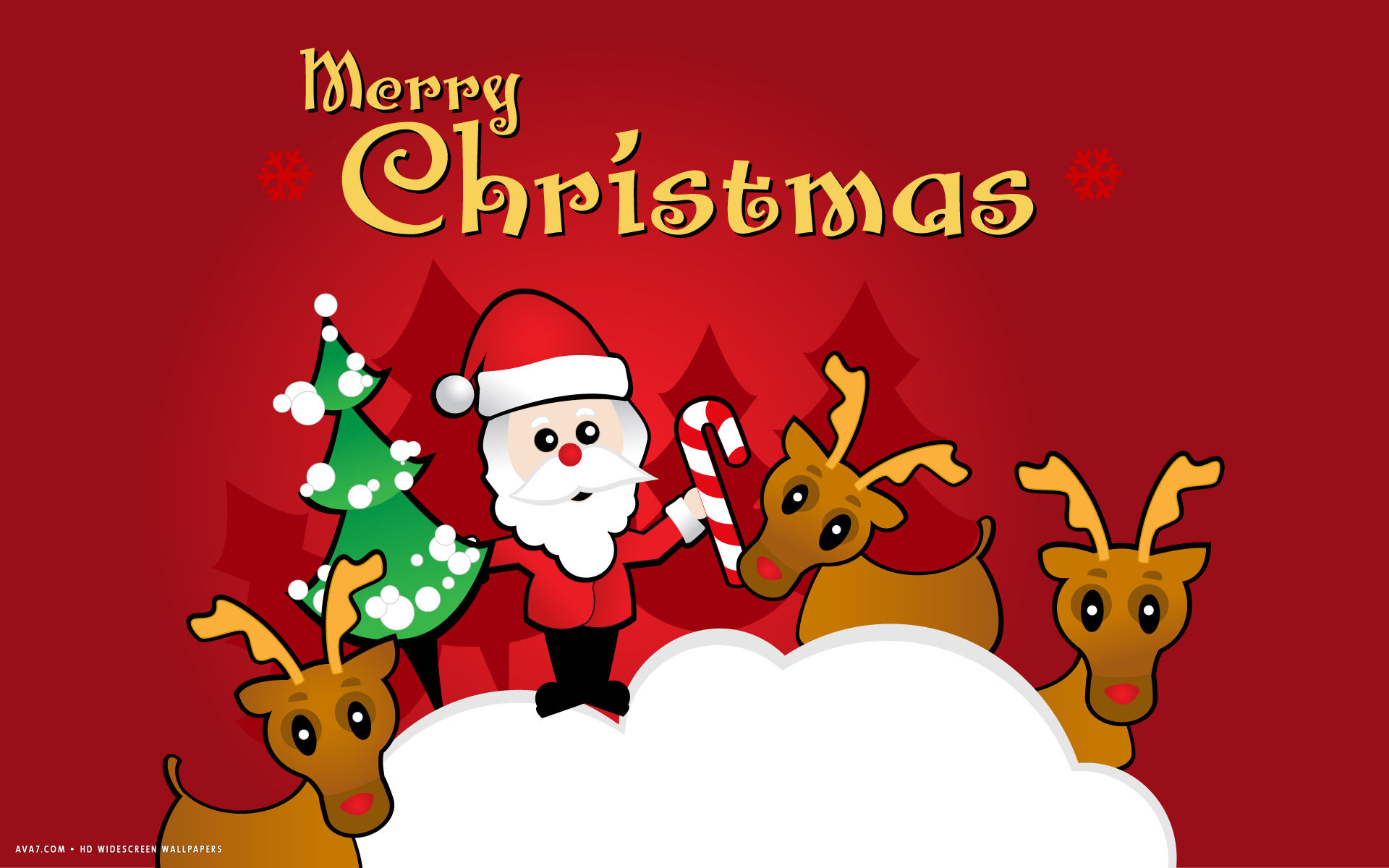 1920x1200 merry christmas santa claus reindeers rudolph cartoon vector art holiday hd widescreen wallpaper / holidays backgrounds