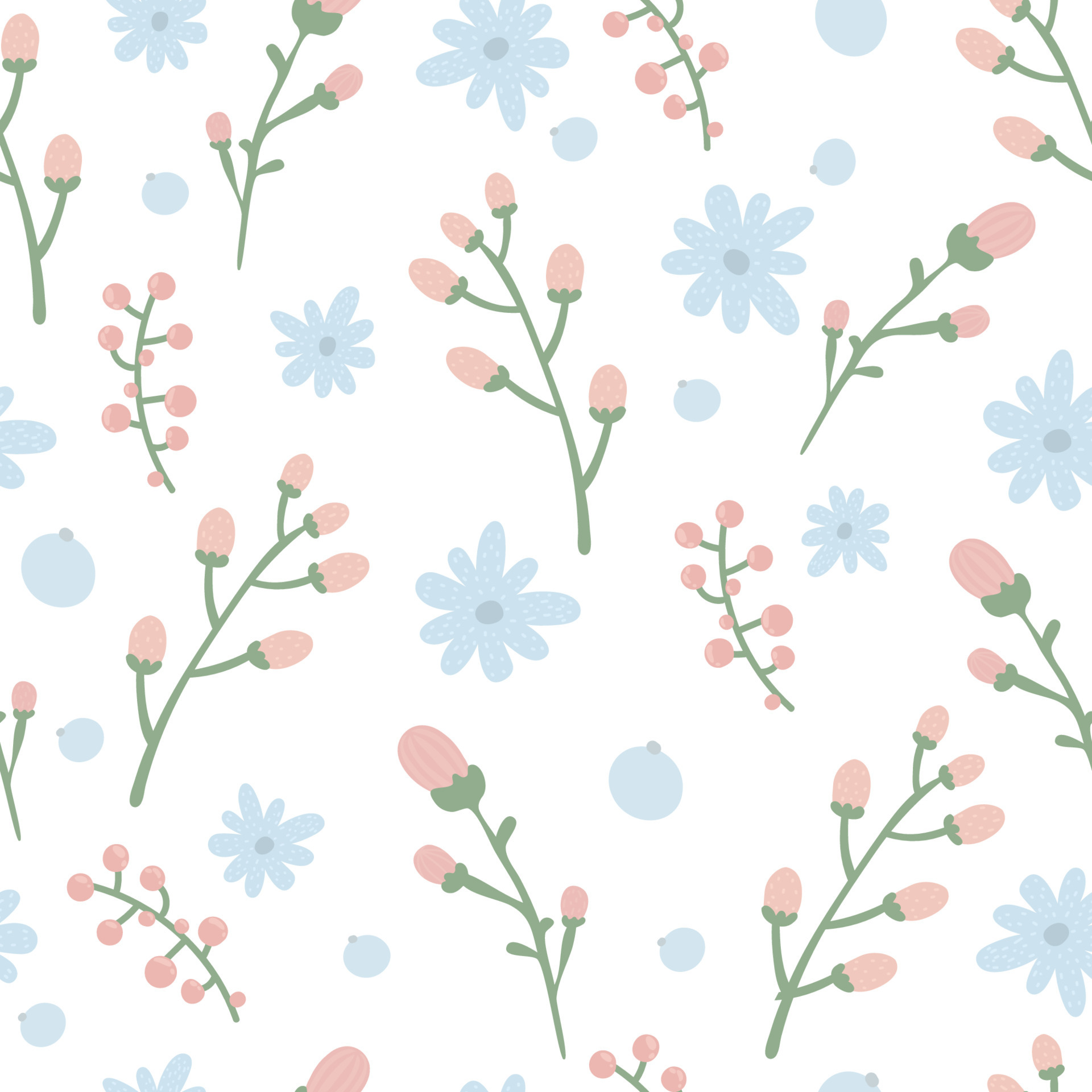 1920x1920 Floral pattern. Pretty flowers on white background. Printing with small pink flowers. Ditsy print. Cute elegant flower template for fashionable printers 7076292 Vector Art
