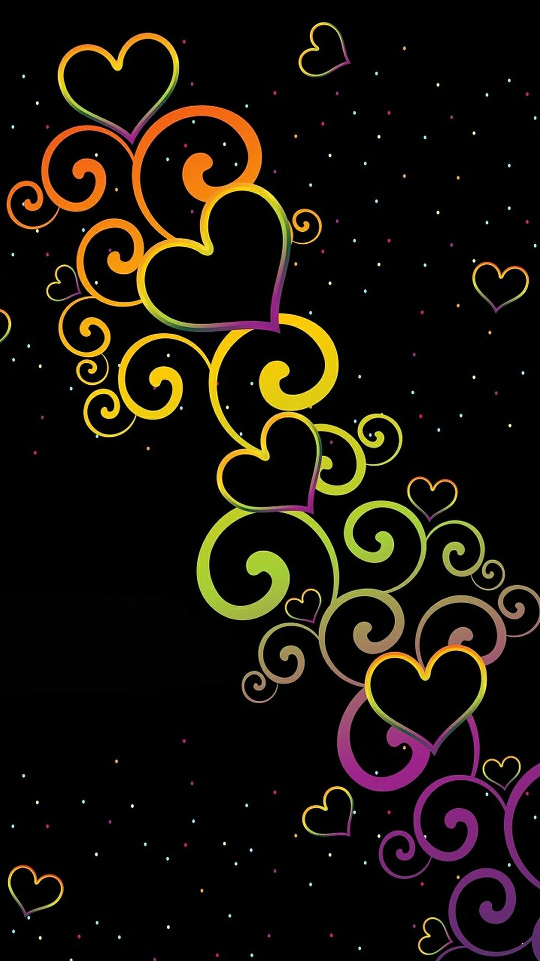 1080x1920 Black rainbow hearts background | Heart wallpaper, Art wallpaper, Love wallpaper