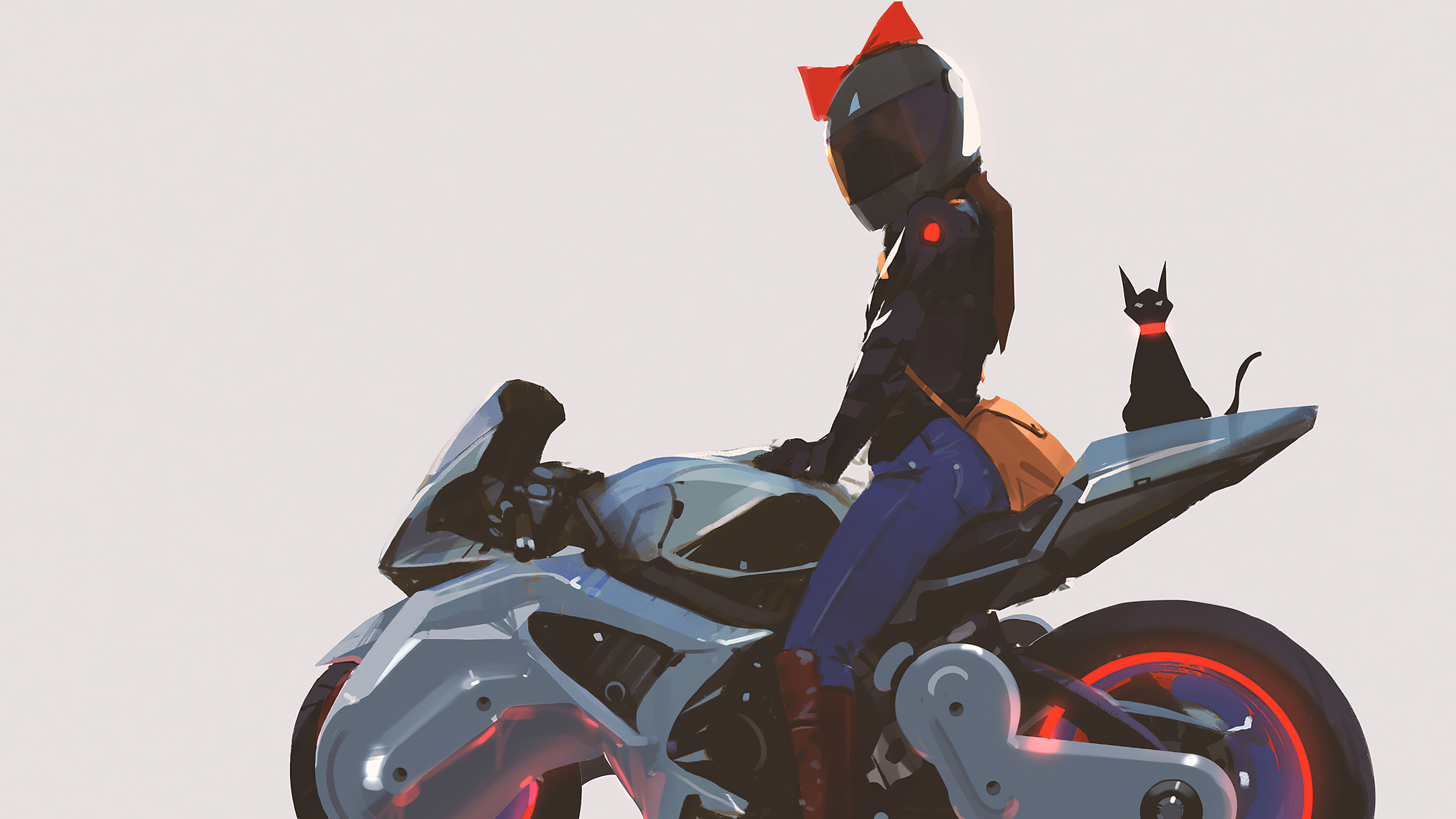 3840x2160 Biker Girl With Cat Behind 4k, HD Artist, 4k Wallpapers, Images, Backgrounds, Photos and Pictures