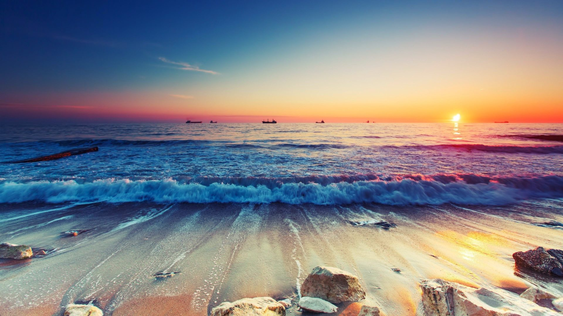 1920x1080 Sunset Sandy Beach Sparkling Waves Ultra Hd 4k Resolution KDE Store