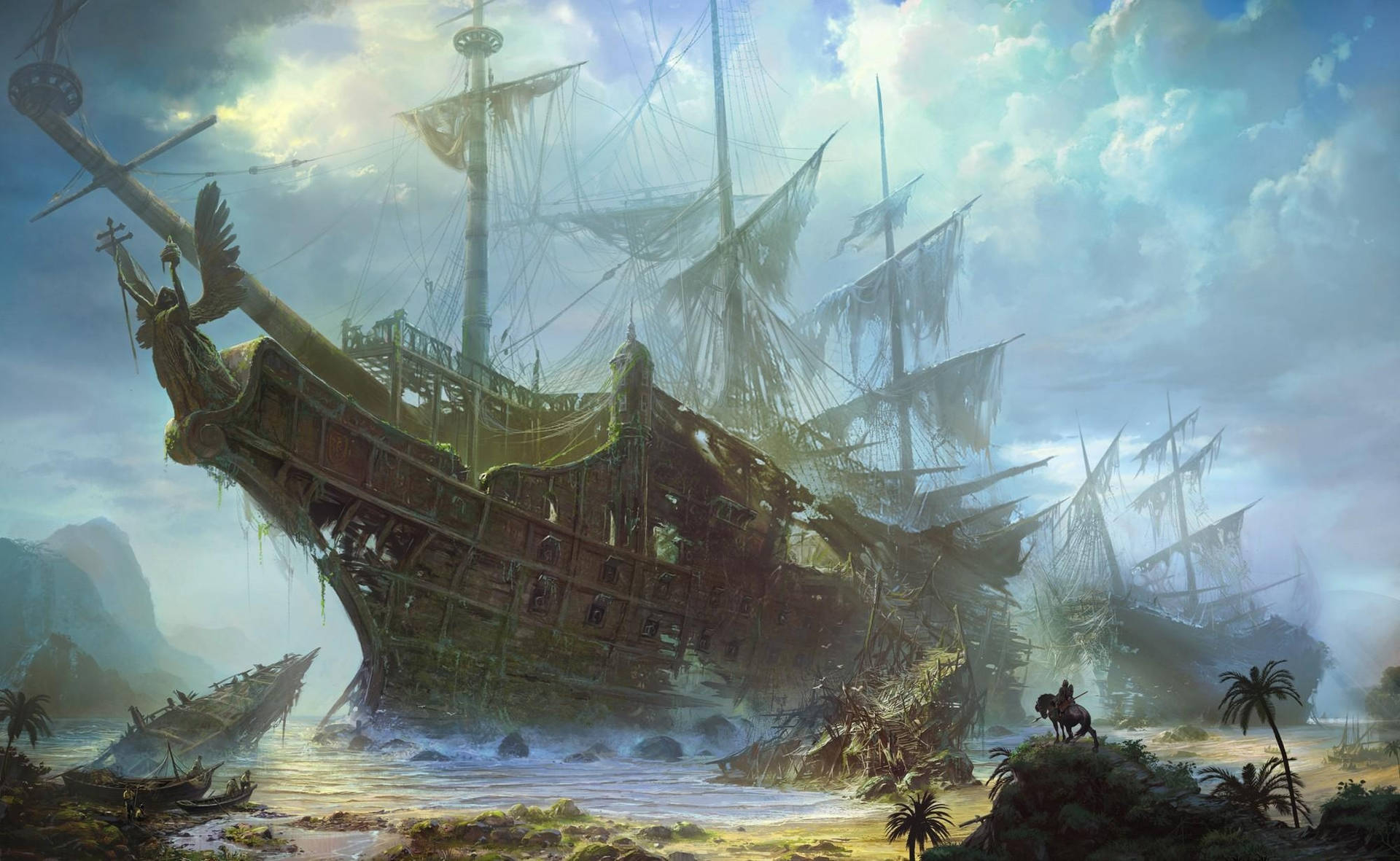1920x1181 Download Fantasy Pirate Ship Wreck Wallpaper