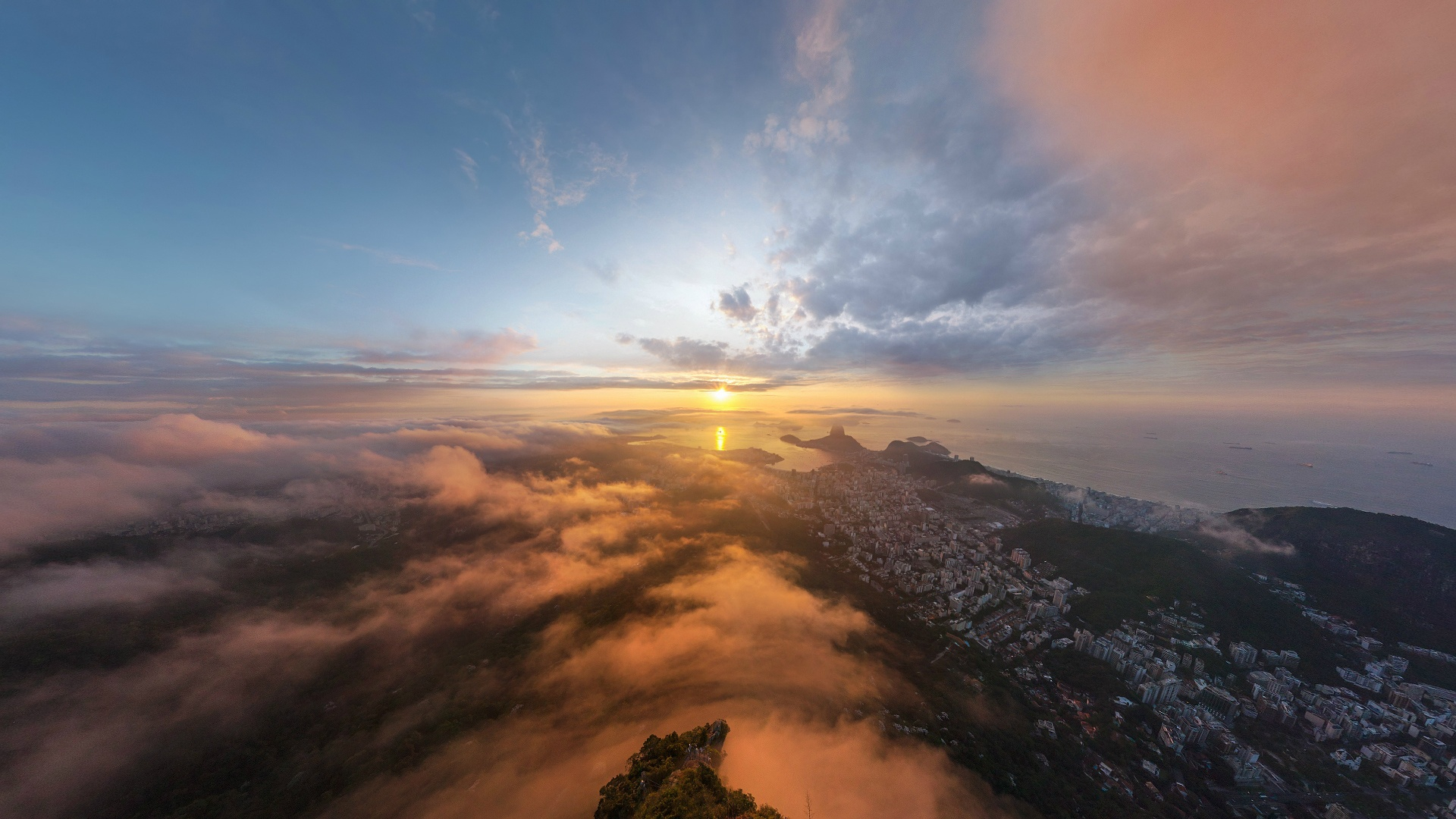 1920x1080 Rio de Janeiro, city early morning landscape, sun, sunrise wallpaper | travel and world | Wallpaper Better