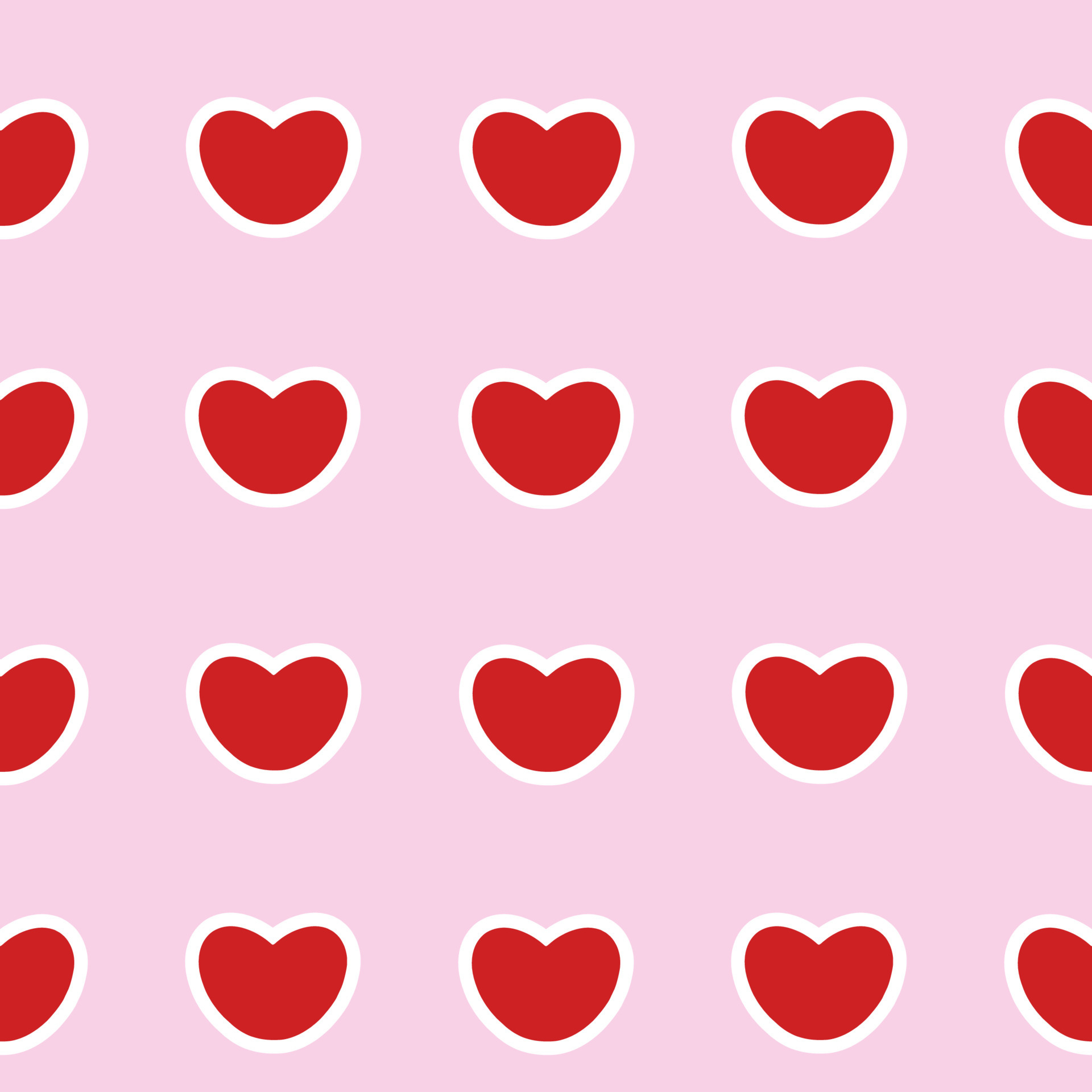 1920x1920 A beautiful red heart with a white outline. Endless seamless background with red heart. Pattern for Valentine's day. Wallpaper for textiles, tailoring, printing on fabric. 4731848 Vector Art