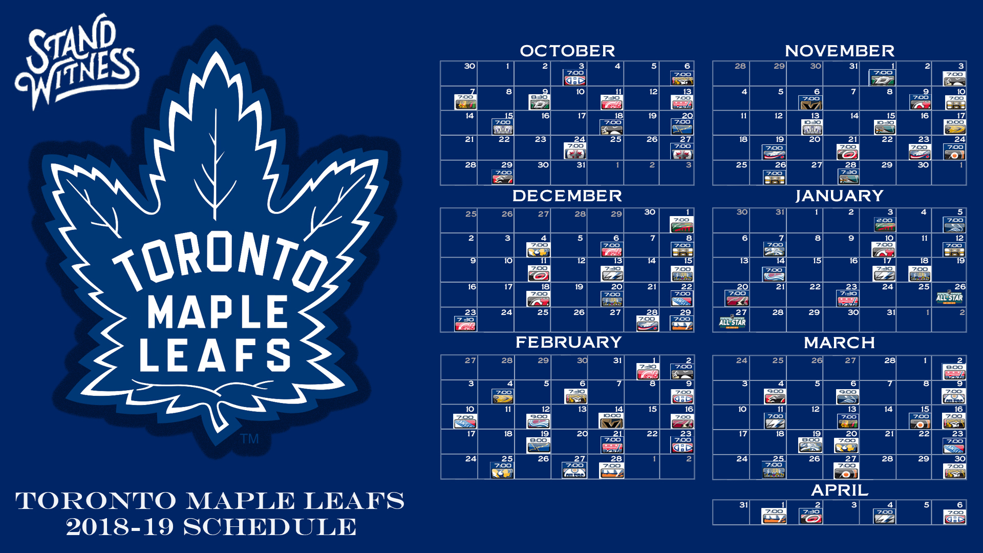1920x1080 Leafs 2018-19 Schedule Wallpaper : r/stevedangle