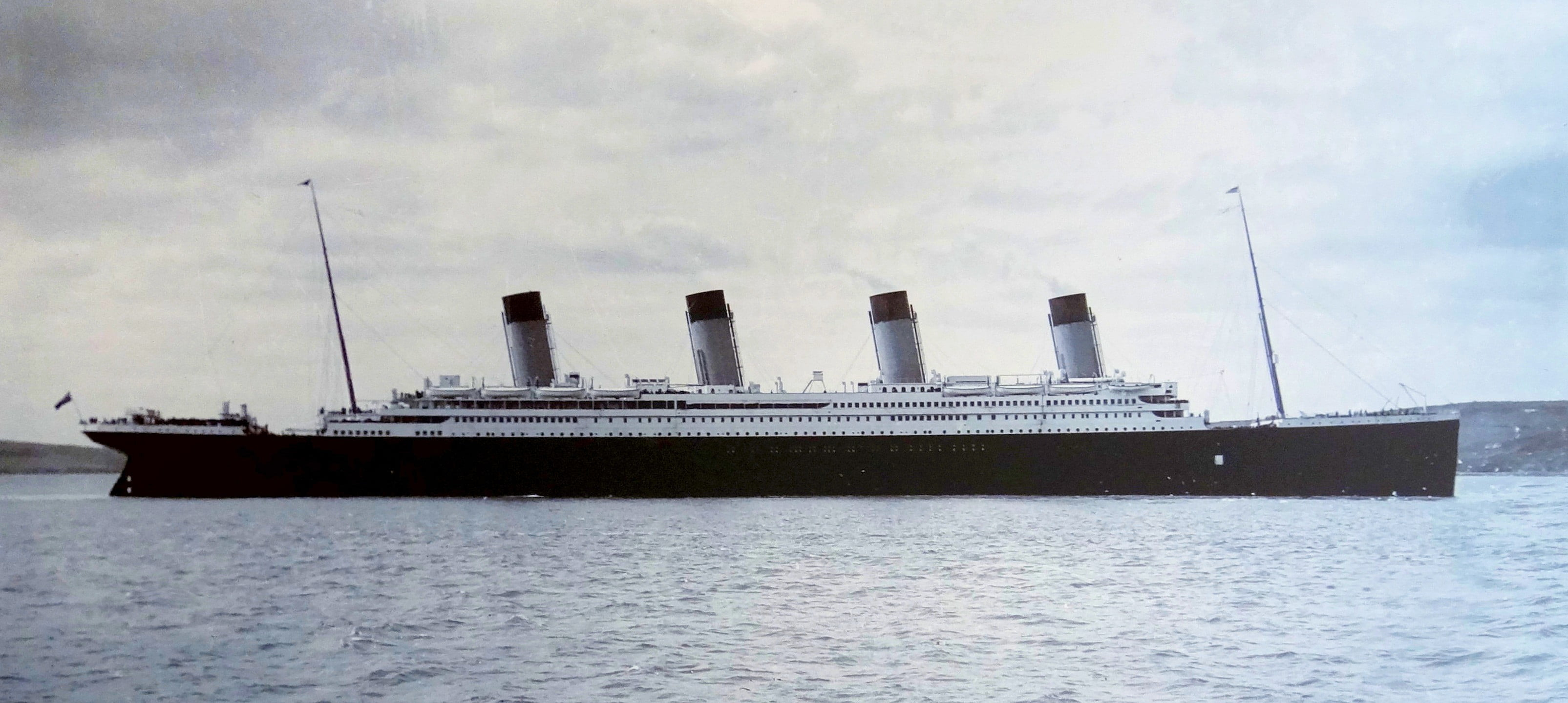 3210x1441 White and black ship, Titanic, vintage, ship HD wallpaper