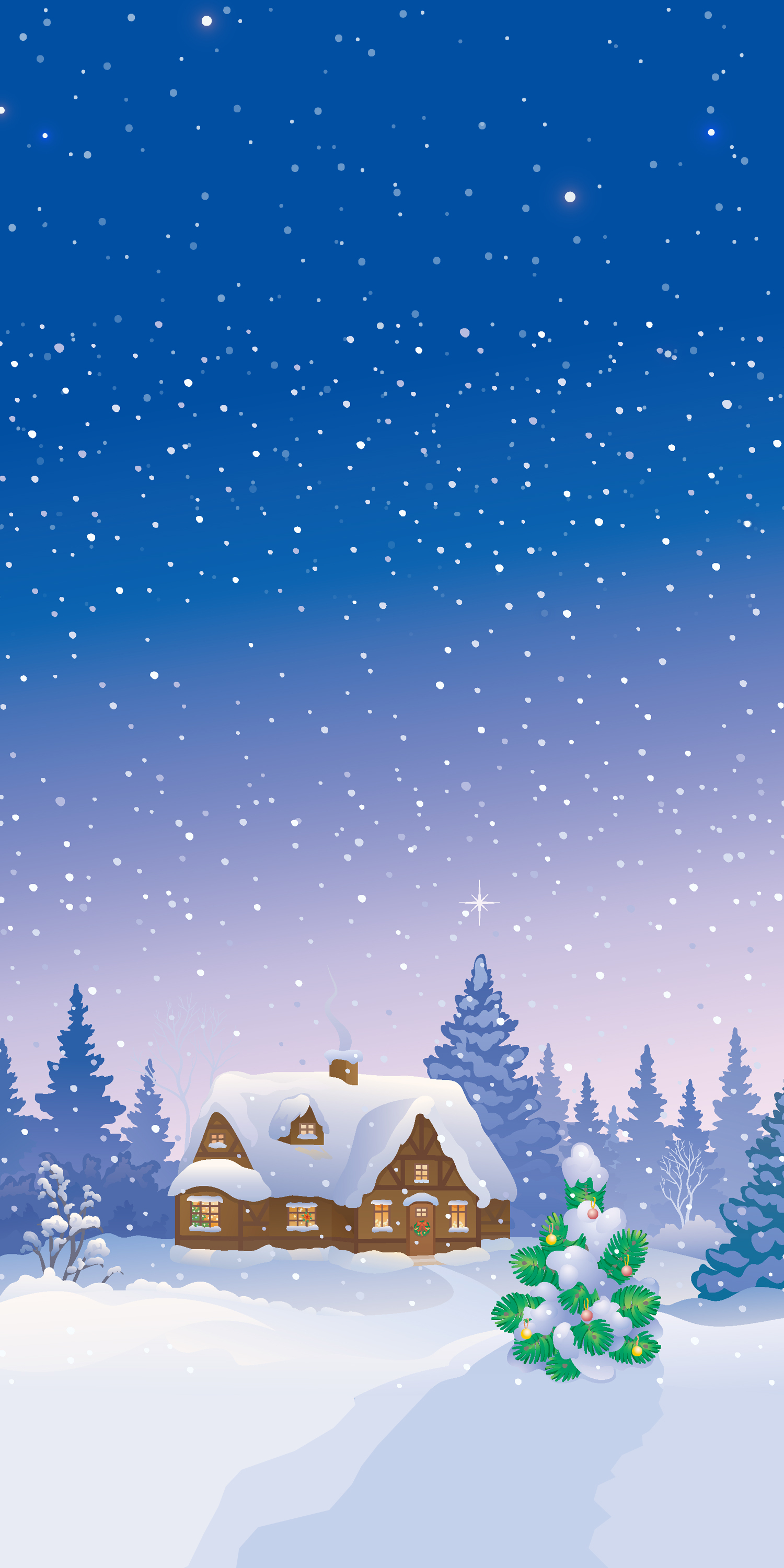 1500x3000 Snowy wallpaper illustrations for iPhone