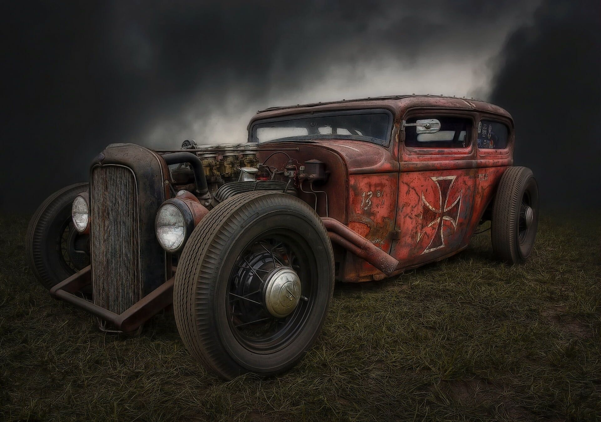 1920x1348 classic red vehicle\u003d #retro Hot Rod Rat Rod Hot rod #1080P #wallpaper #hdwallpaper #desktop | Voitures anciennes, Voiture, Ecran voiture