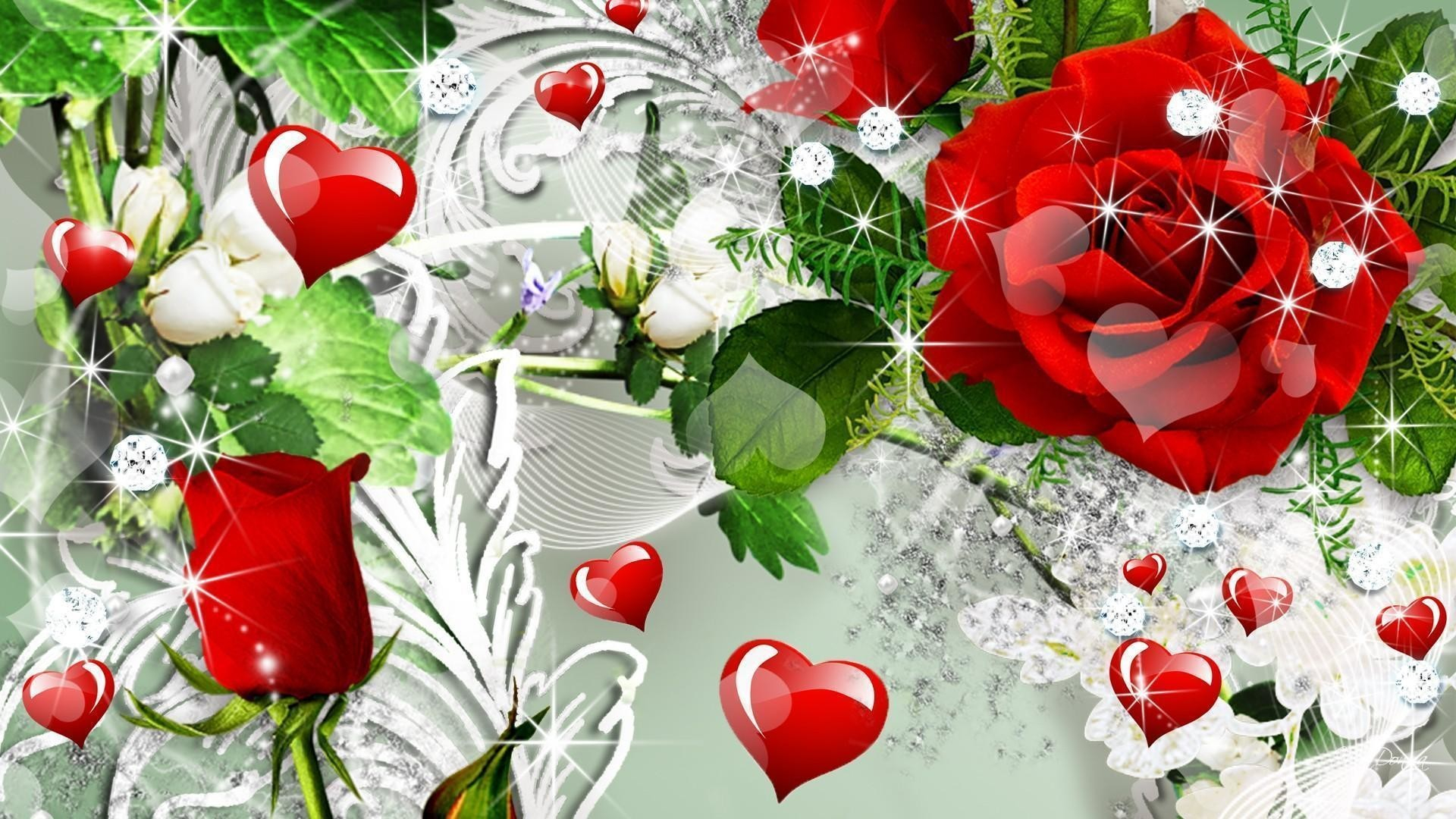 1920x1080 Red Roses and Hearts Wallpaper (45+ pictures