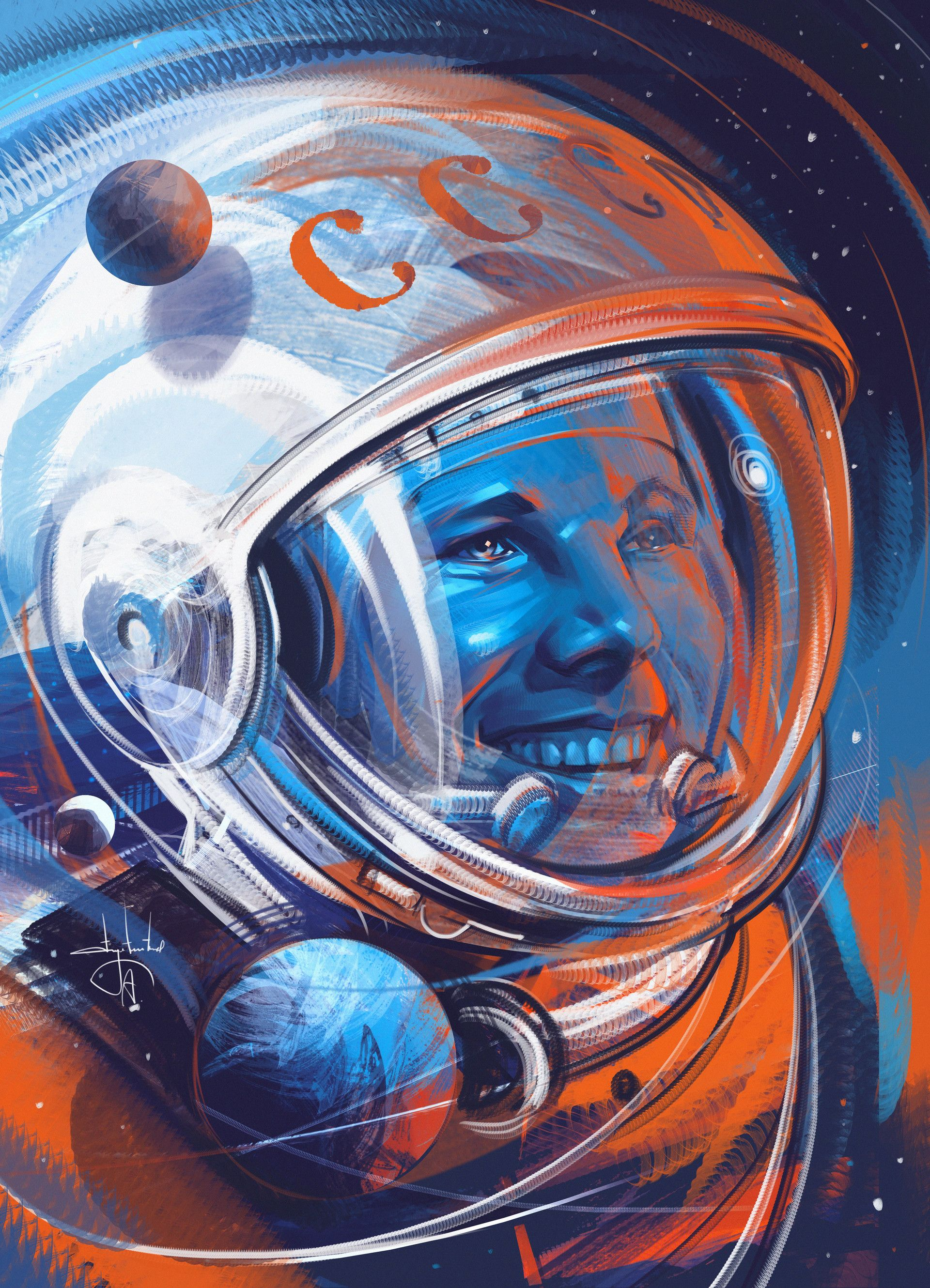 1920x2660 ArtStation Yuri Gagarin, Aleksandr Sidelnikov | Soviet art, Propaganda art, Space art