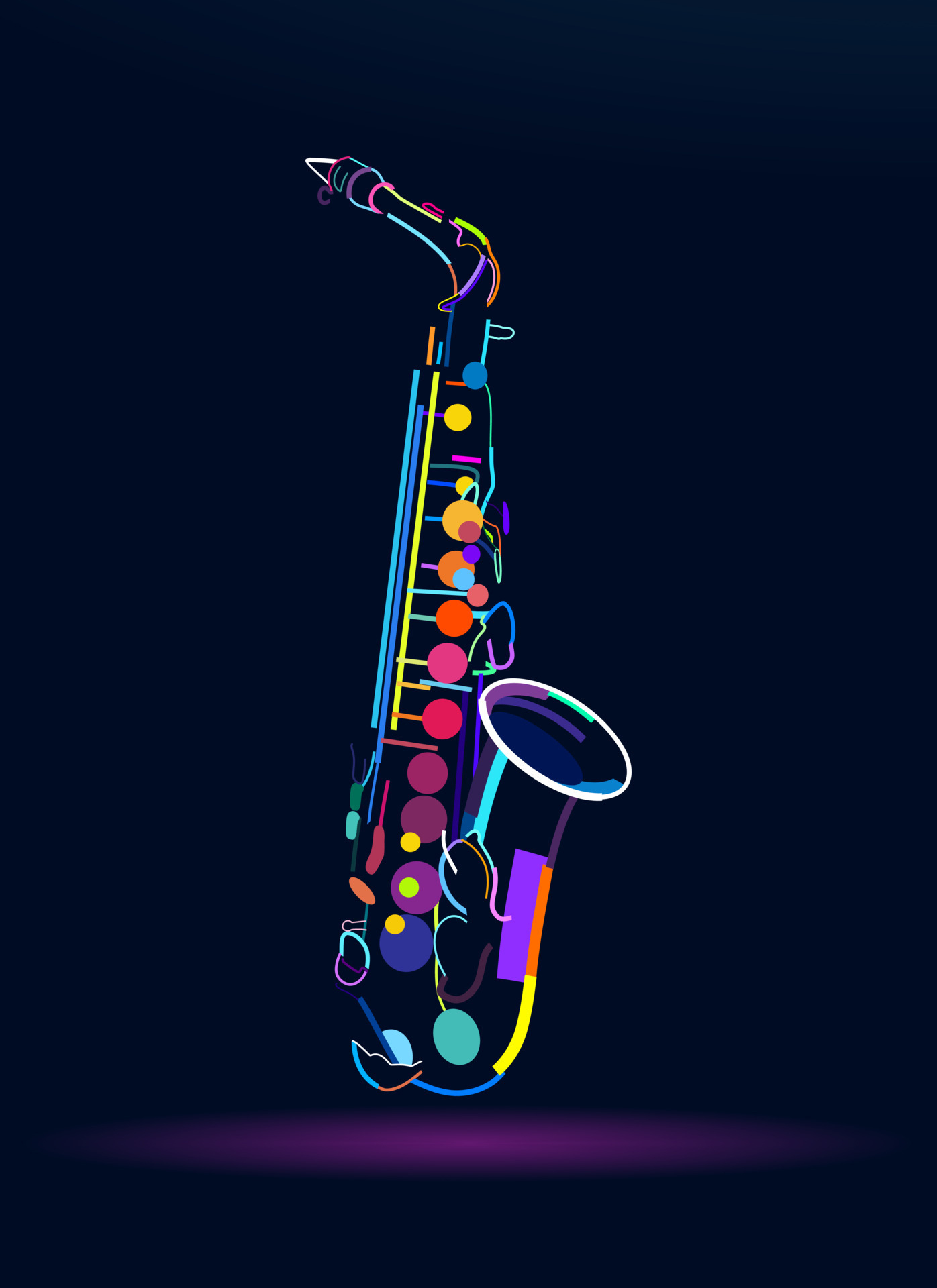 1396x1920 Abstract saxophone from multicolored paints, colorful drawing. Vector illustration of paints 6404233 Vector Art