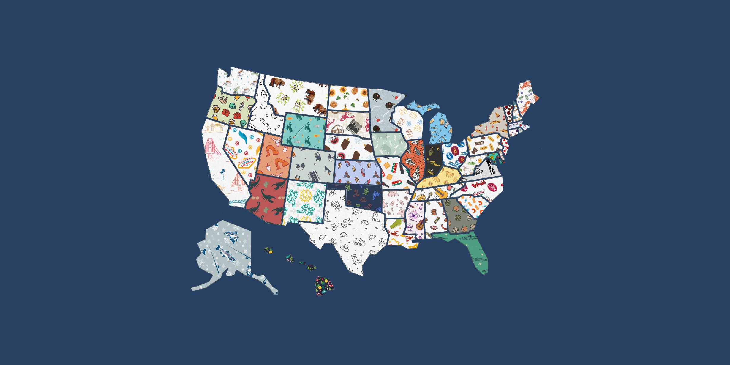 2458x1228 These State-Themed Wallpapers Feature on Iconic Things Every State Is Known for