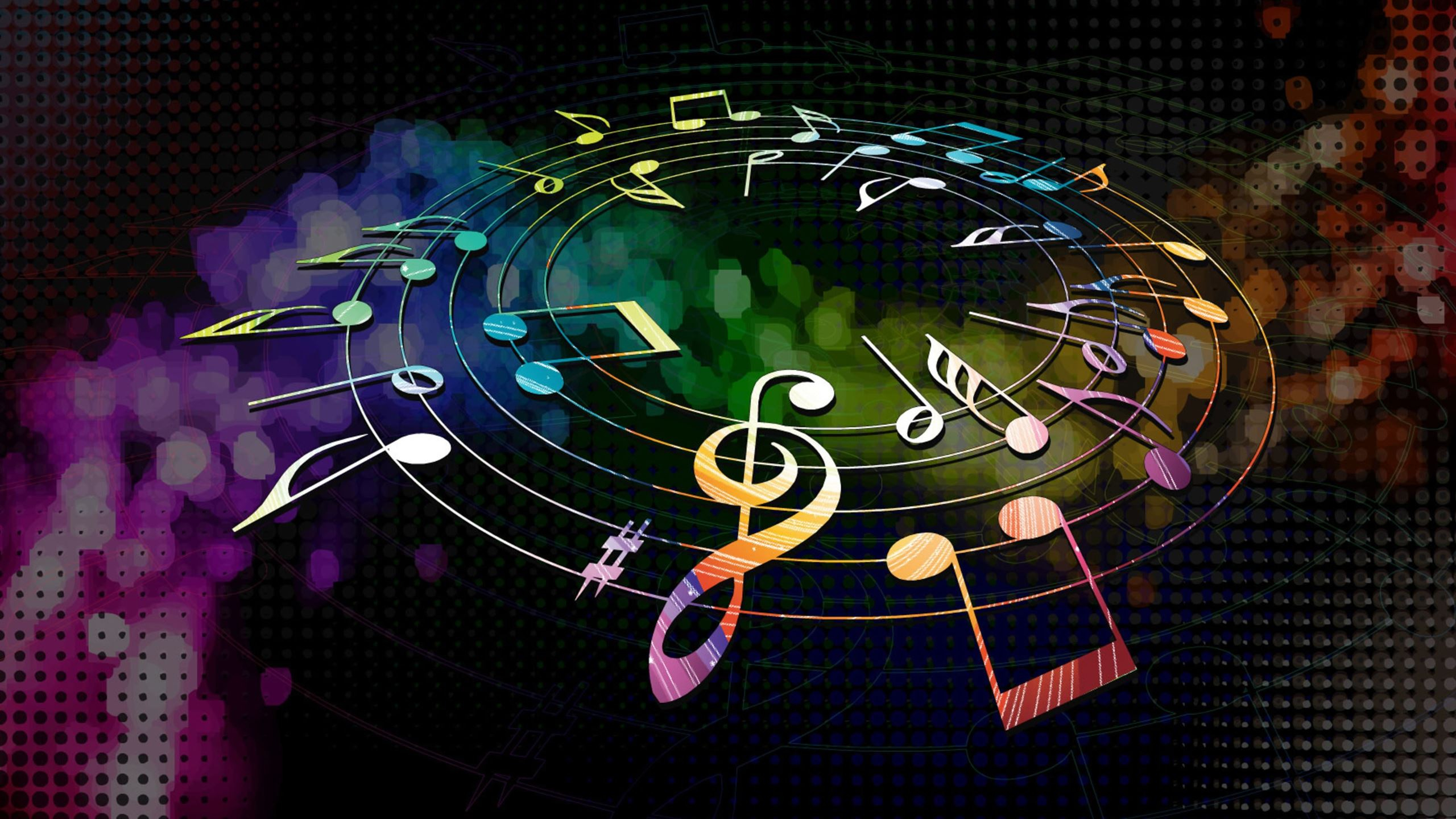 2560x1440 Colorful Musical Notes MacBook Air Wallpaper Download