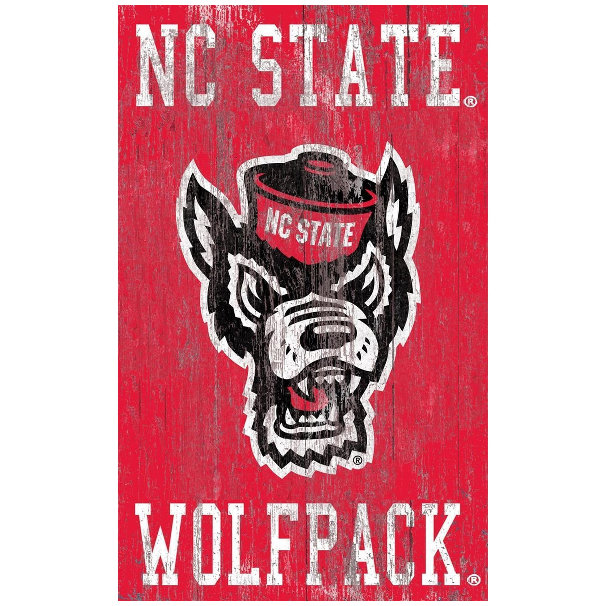 2000x2000 NC State Wolfpack 11'' x 19'' Heritage Distressed Logo Sig