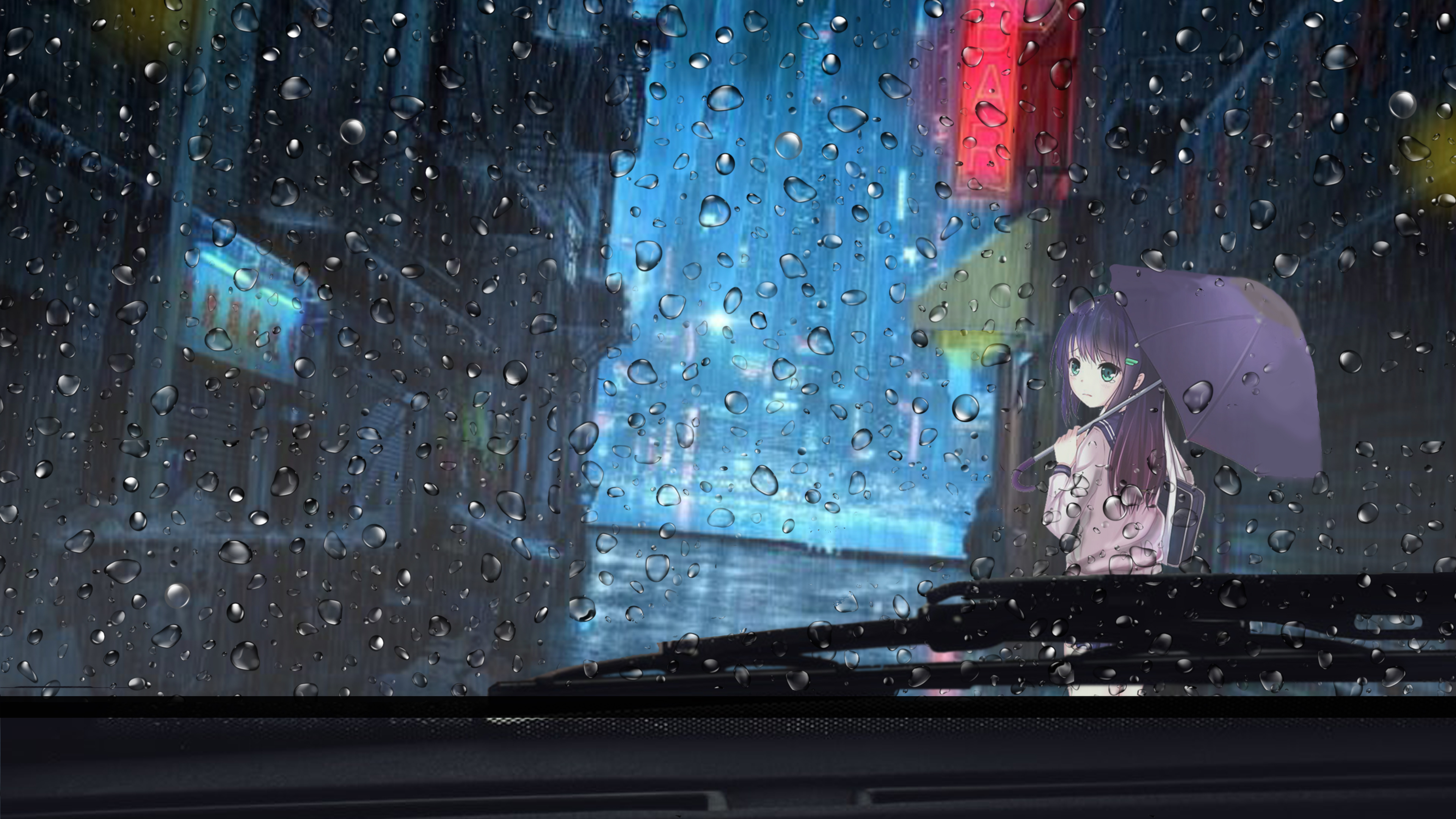 3840x2160 Anime Girl Rainy Day View From Car 4k, HD Anime, 4k Wallpapers, Images, Backgrounds, Photos and Pictures