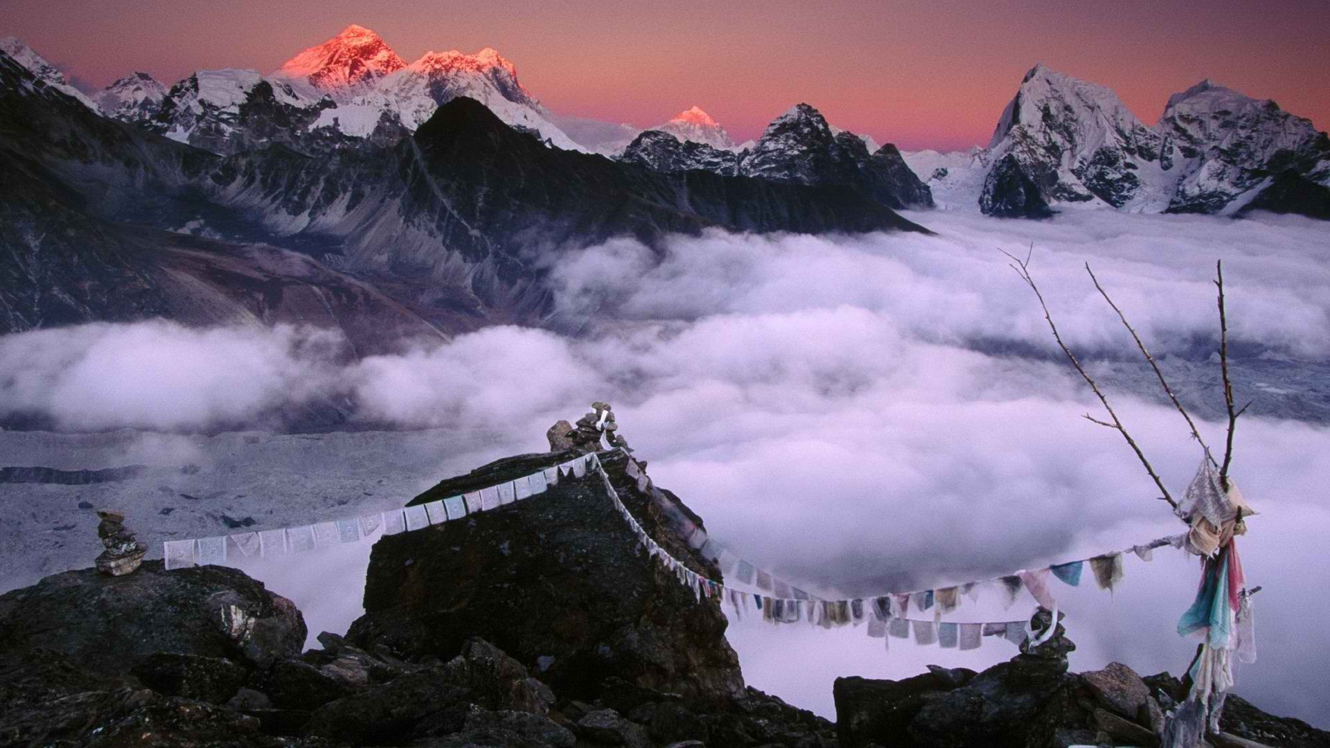 1920x1080 mountains, Nepal, Mount, Everest, Clouds, Sunset, Sunrise Wallpapers HD / Desktop and Mobile Backgrounds