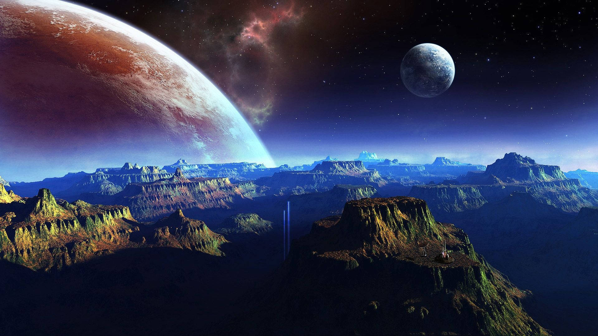 1920x1080 Download Mountains Over Two Planets Wallpaper