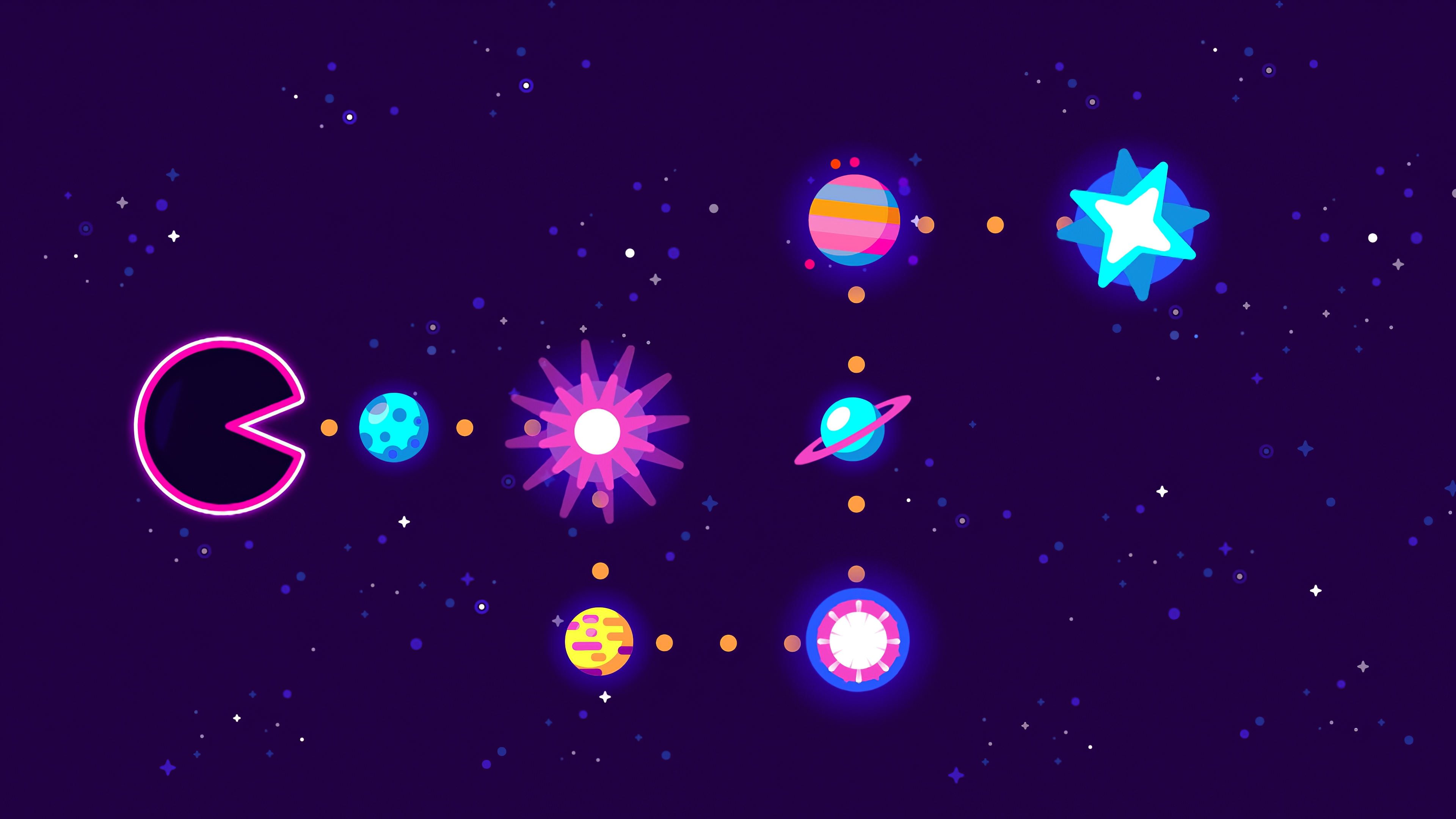 3840x2160 Pacman Eating Planets 4k, HD Artist, 4k Wallpapers, Images, Backgrounds, Photos and Pictures