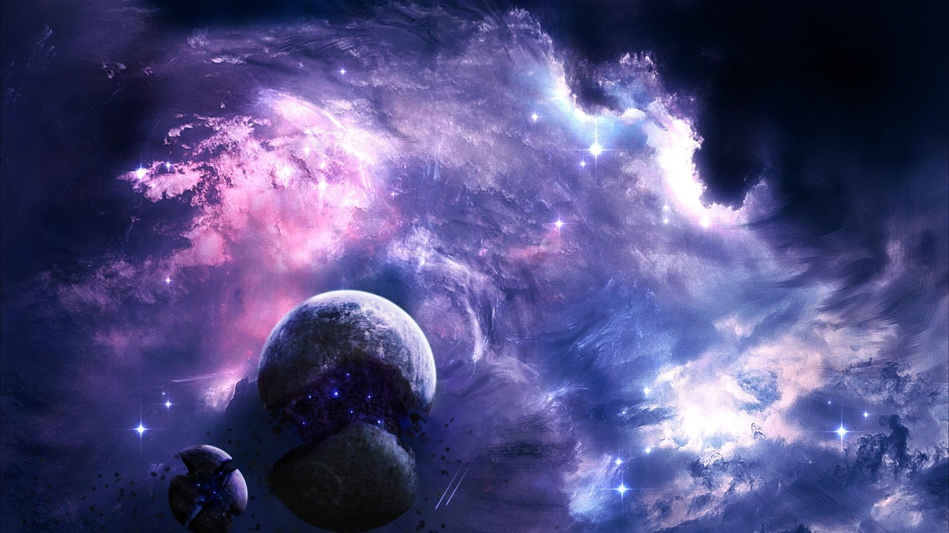 1920x1080 planet #universe space art #nebula #space fantasy art science fiction #scifi #stars #galaxy #purple #sci-fi &acirc;&#128;&brvbar; | Wallpaper space, Space art, Purple galaxy wallpaper