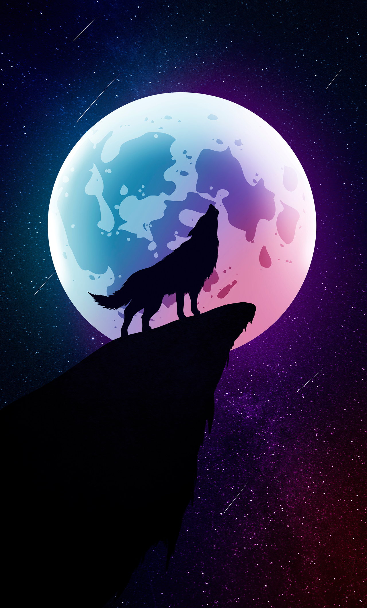 1280x2120 Wolf Howling Moon Night Minimal 5k iPhone 6+ HD 4k Wallpapers, Images, Backgrounds, Photos and Pictures