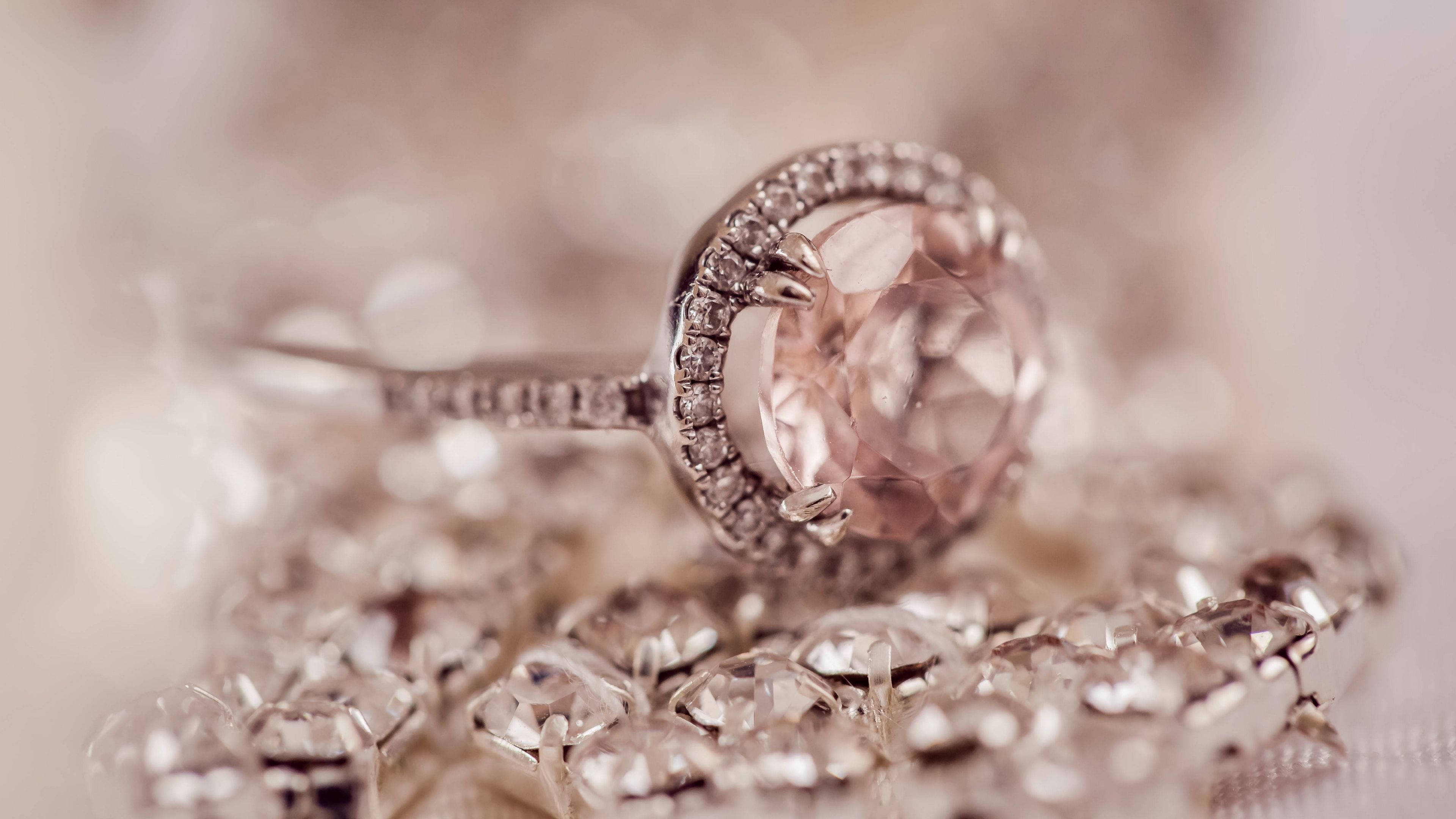3840x2160 Download Jewelry Ring With Pink Diamond Wallpaper