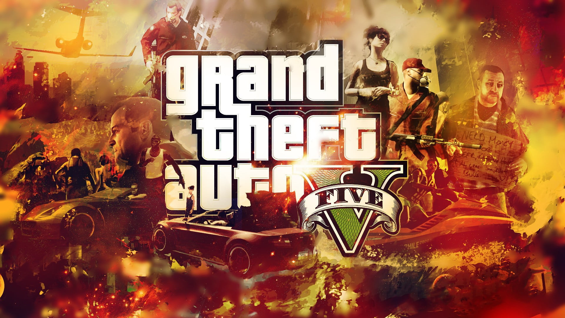 1920x1080 Grand Theft Auto Five poster, Grand Theft Auto V, Rockstar Games, video games HD wallpaper