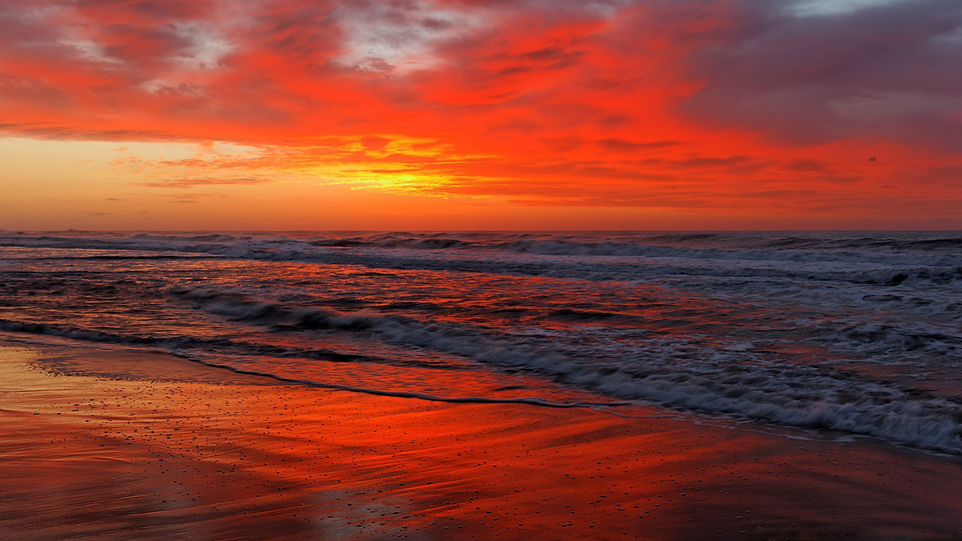 1920x1080 Ocean, 5k, 4k wallpaper, sea, sunset, shore, beach (horizontal) | Sunset, Beautiful sunset, Ocea