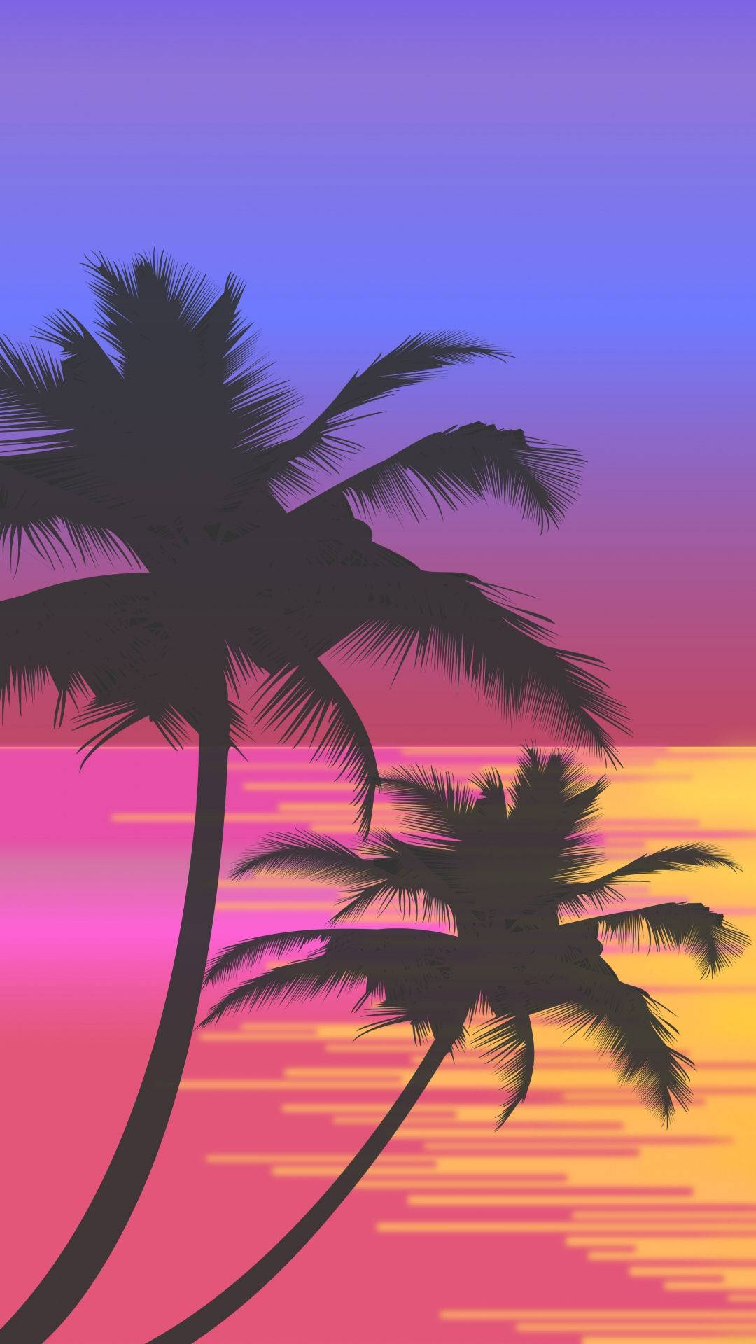 1080x1920 Download Sunset Palm Tree Graphic Art Wallpaper
