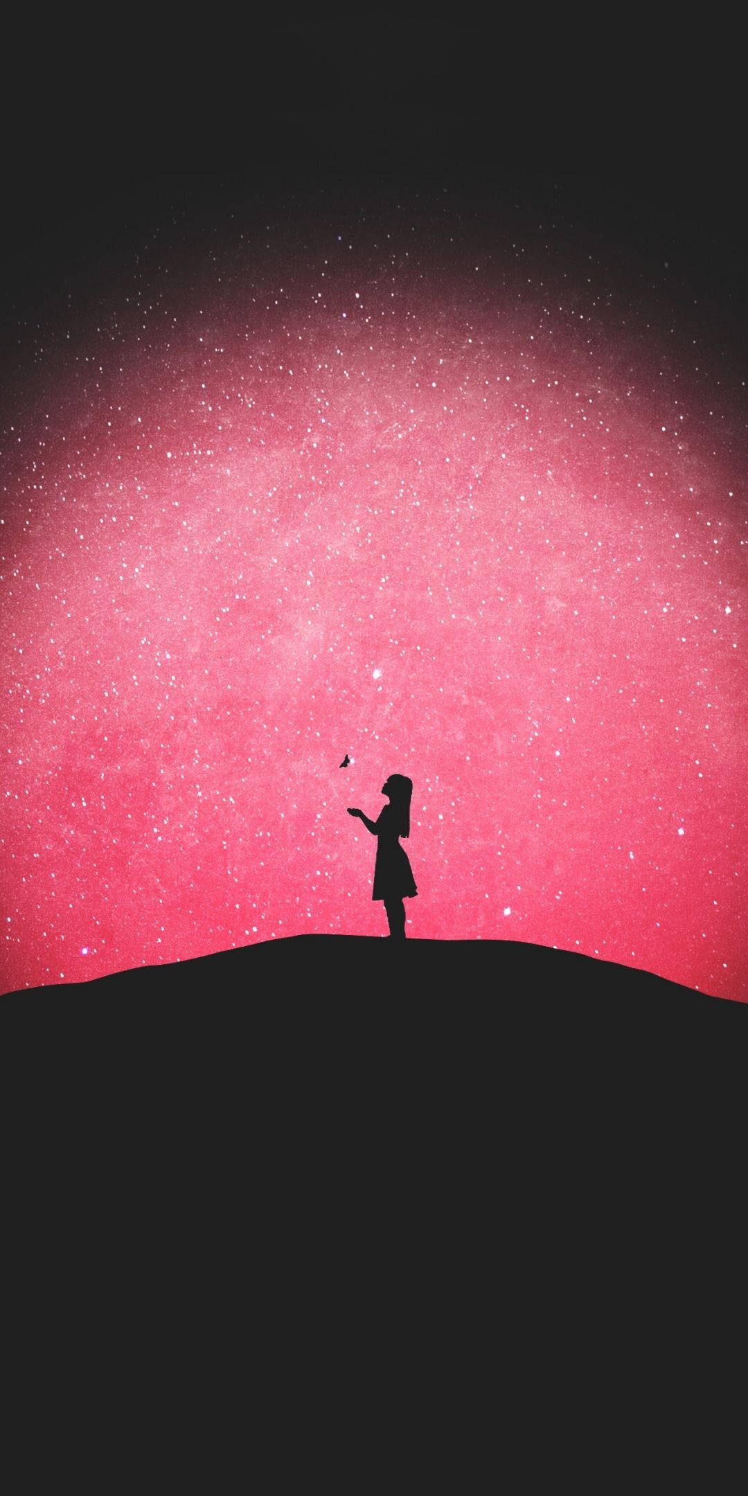 1080x2160 Starry night, girl, outdoor, silhouette, wallpaper | Starry night wallpaper, Galaxy painting, Starry night painting