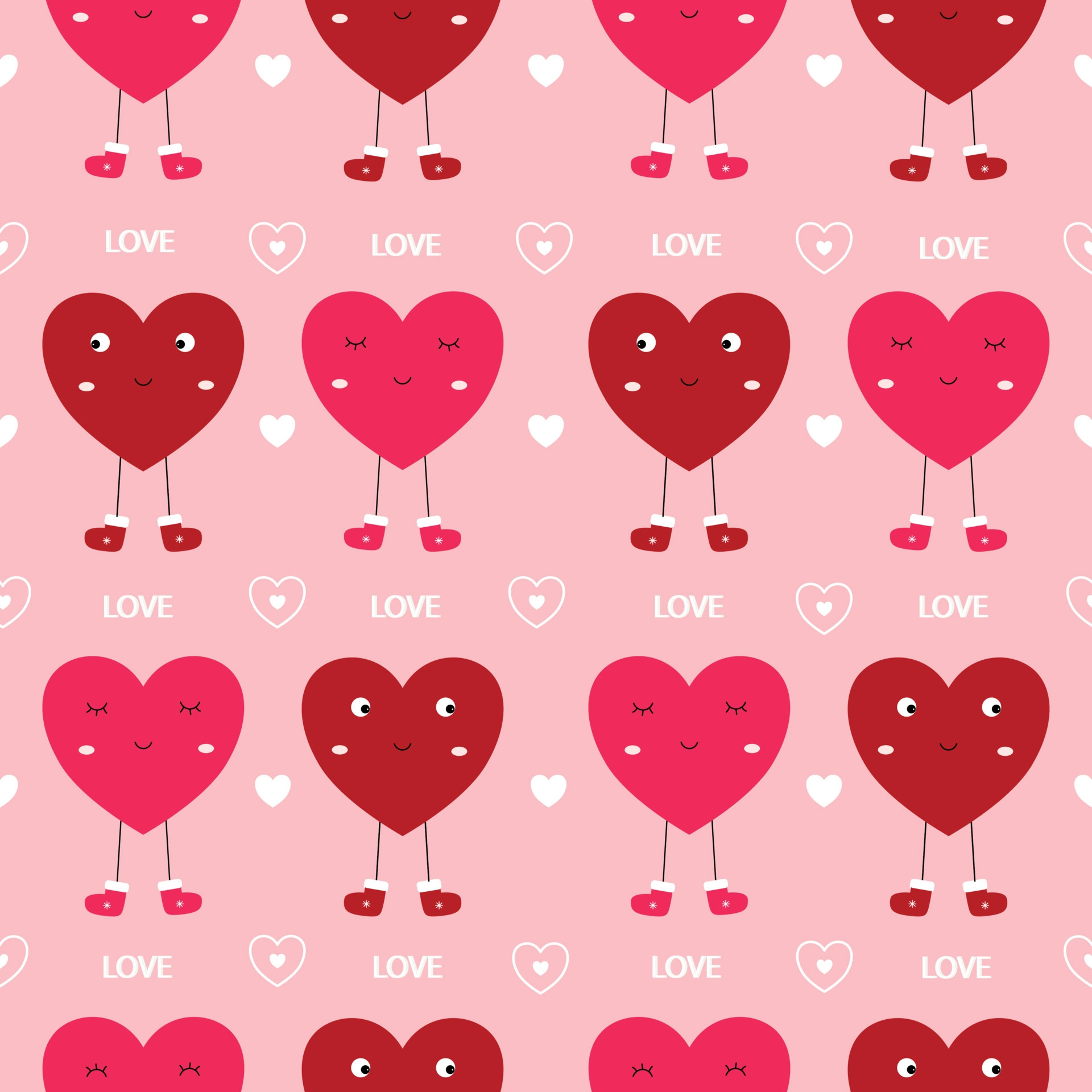1920x1920 Seamless pattern Valentines day background with pink and red hearts Cute design used for Print, wallpaper, decoration, fabric, vector illustrations 4552664 Vector Art