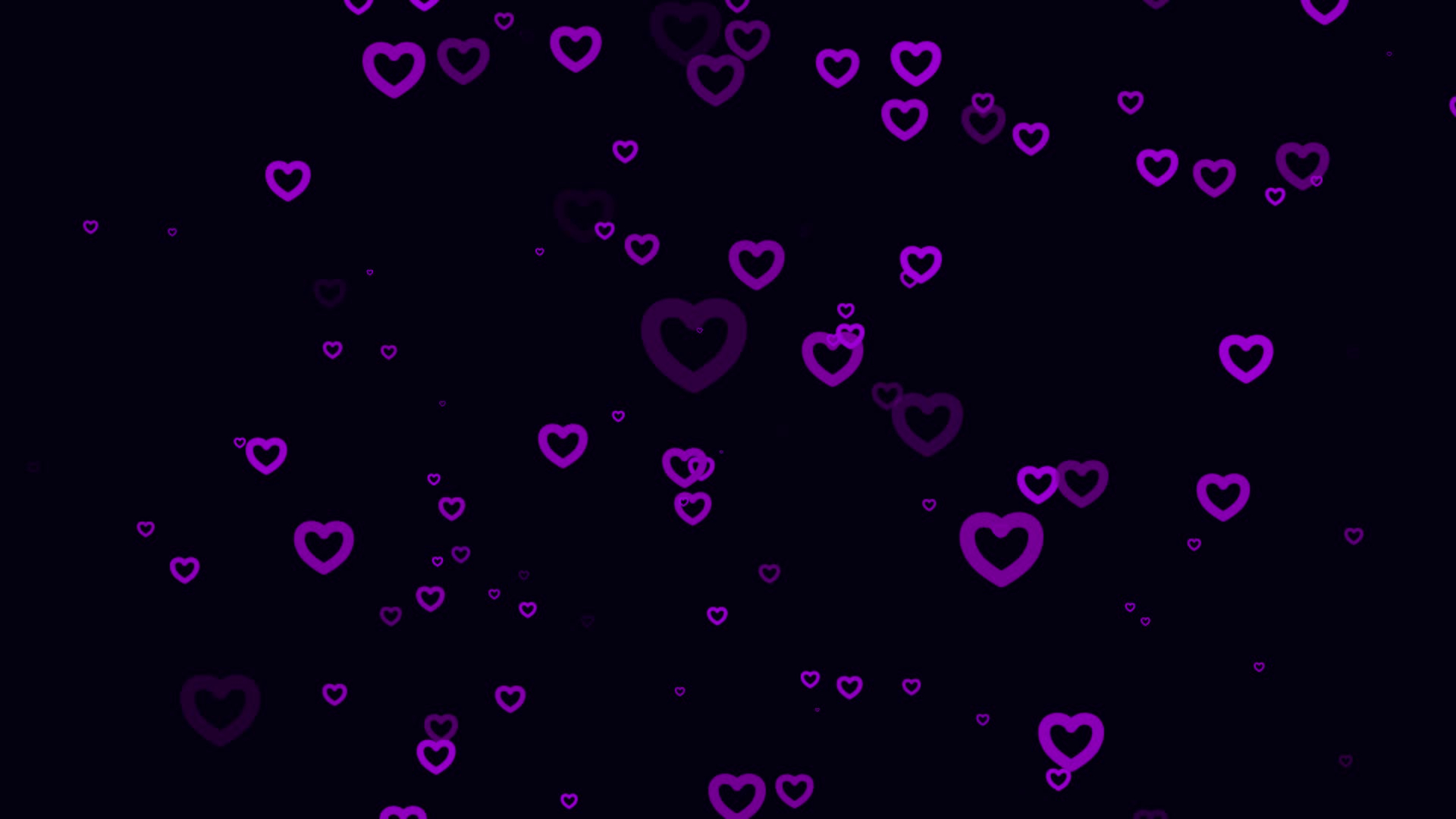 1920x1080 Purple heart particle motion background. Faded wallpaper animation with black color. Flying bubble. 6422229 Stock Vide