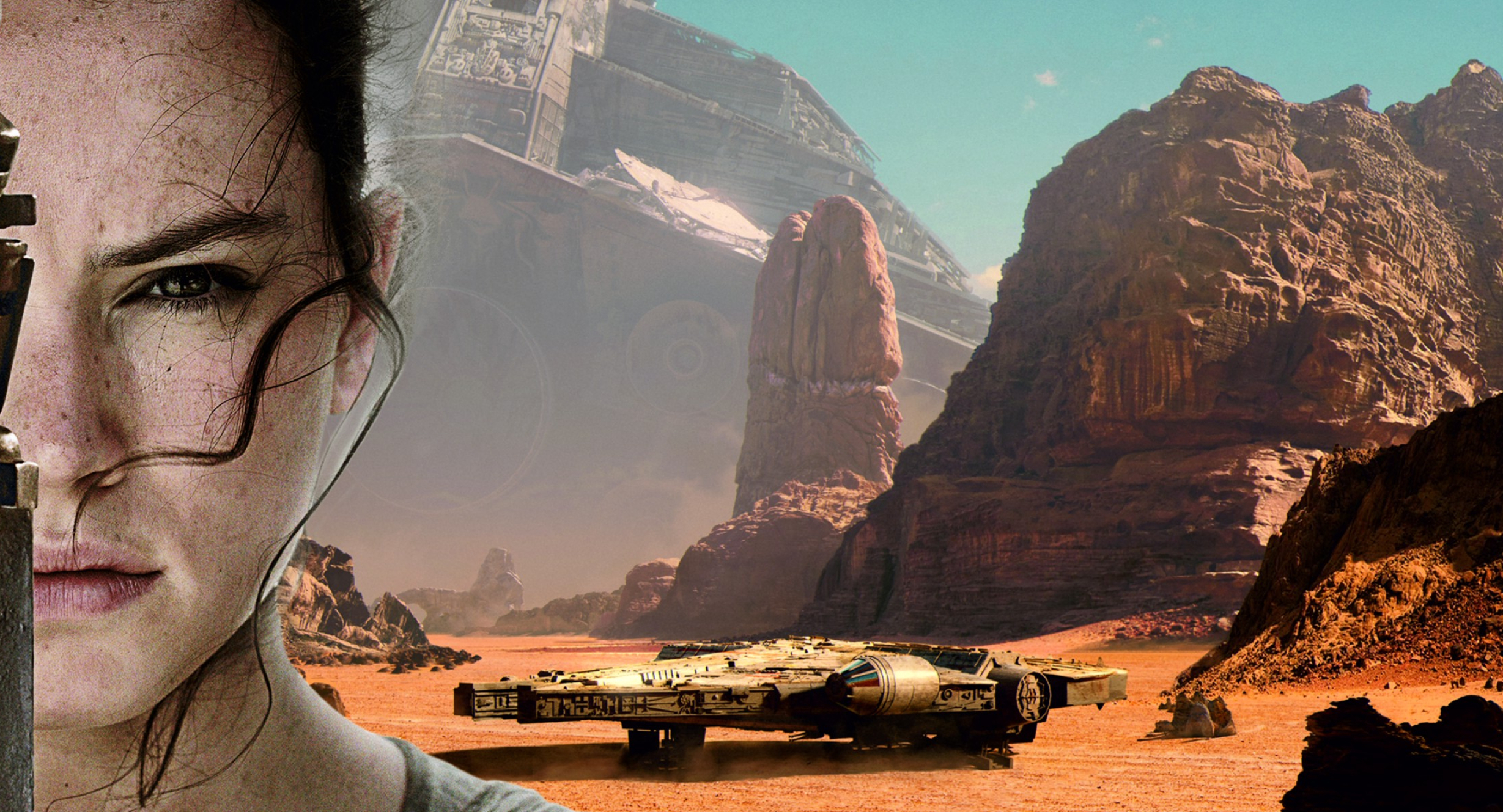 2458x1329 Wallpaper : px, Daisy Ridley, Millennium Falcon, star wars episode vii the force awakens wallhaven 1102310 HD Wallpapers