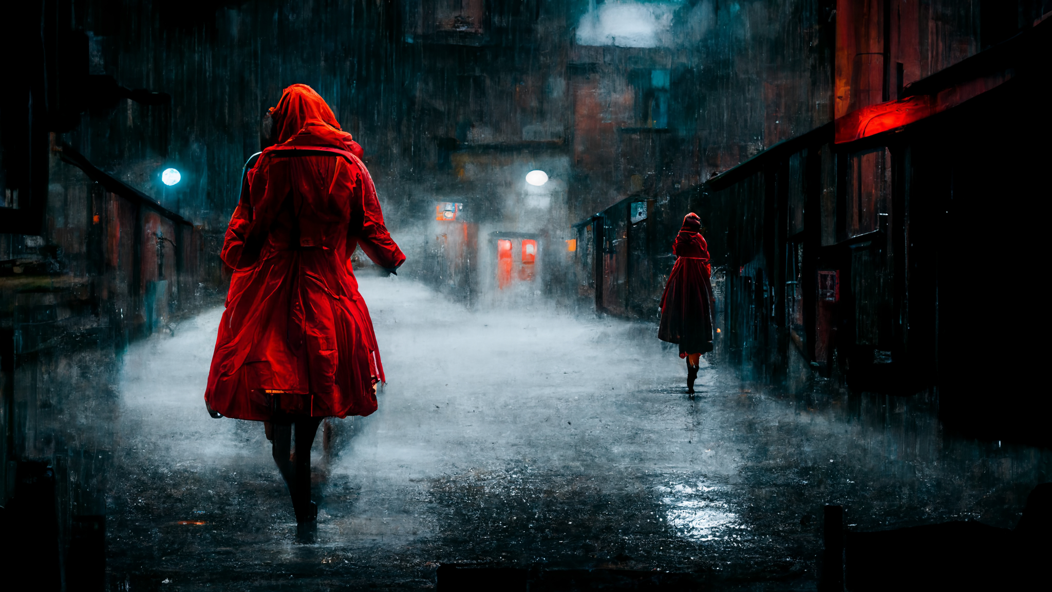 2048x1152 2048 x 1152] Not so Little Red Riding Hood. Created by me using Midjourney AI. : r/wallpaper