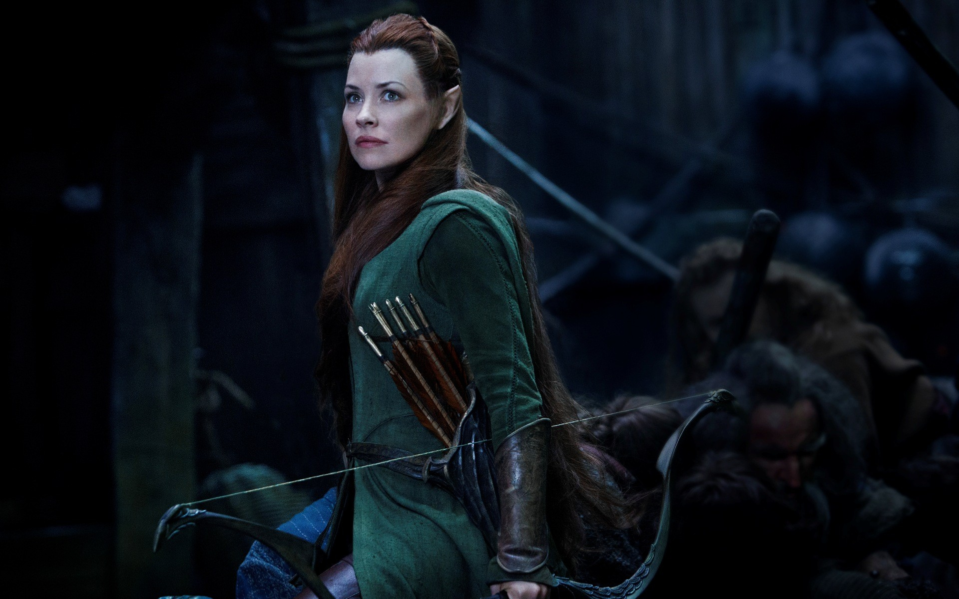 1920x1200 Wallpaper : women, redhead, movies, hair bows, Evangeline Lilly, The Hobbit The Battle of the Five Armies, Tauriel, darkness, screenshot, computer wallpaper, musical theatre, fictional character 165031 HD Wallpapers