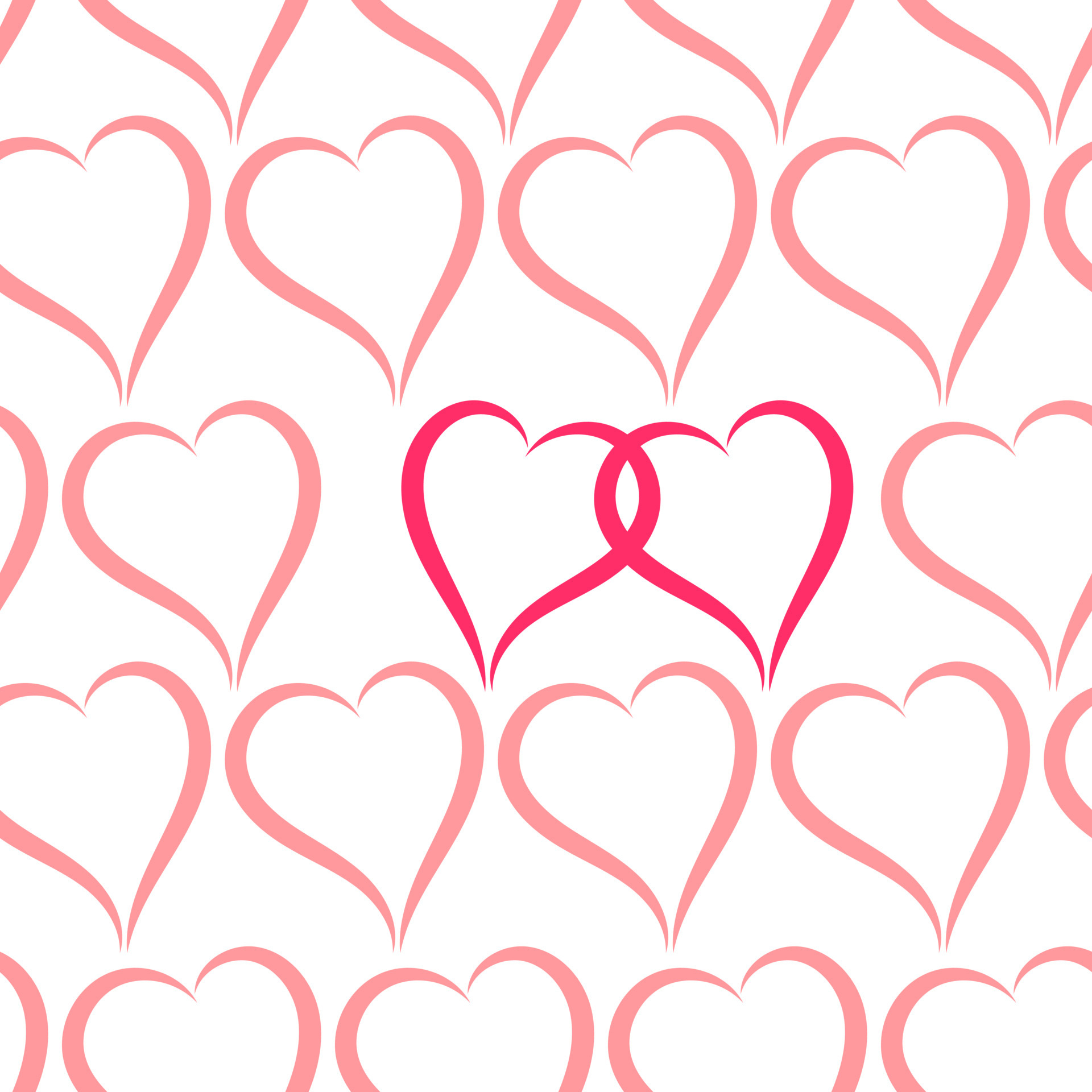 1920x1920 Seamless pattern, pale pink hearts on a white background, two hearts are different from the rest. Design for textiles, wallpaper for St. Valentine's Day 4701016 Vector Art