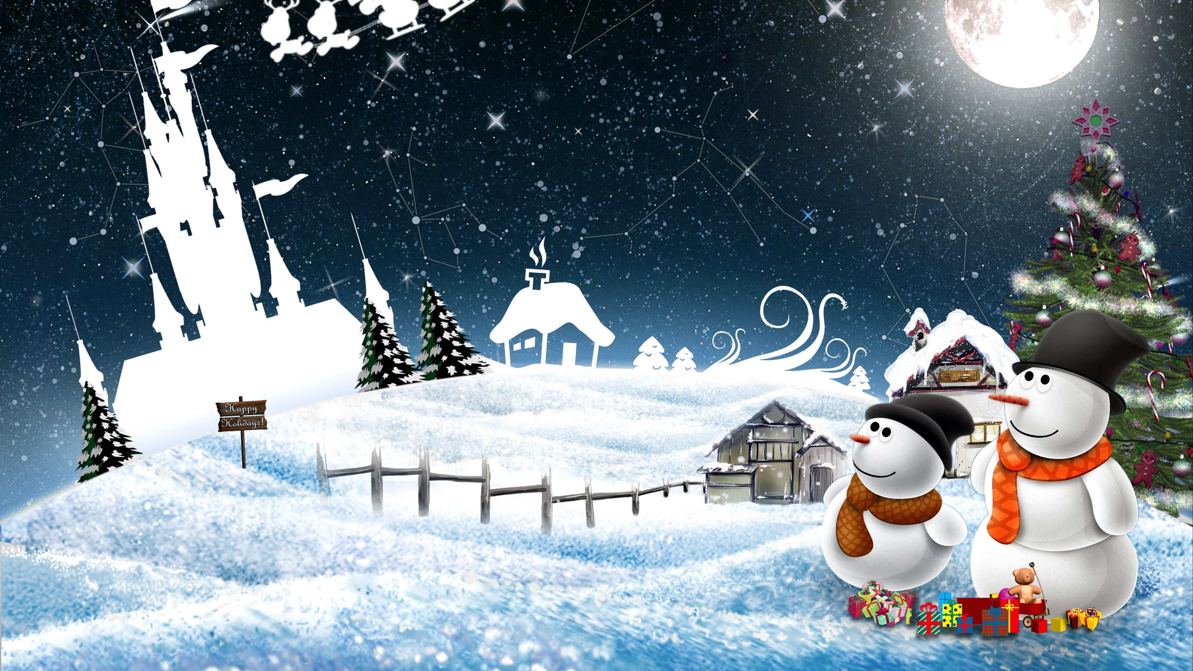 3840x2160 new year, snowmen, night, greeting, holiday, christmas 4k snowmen, Night, new year | Christmas photography backdrops, Christmas photography, Christmas backdrops