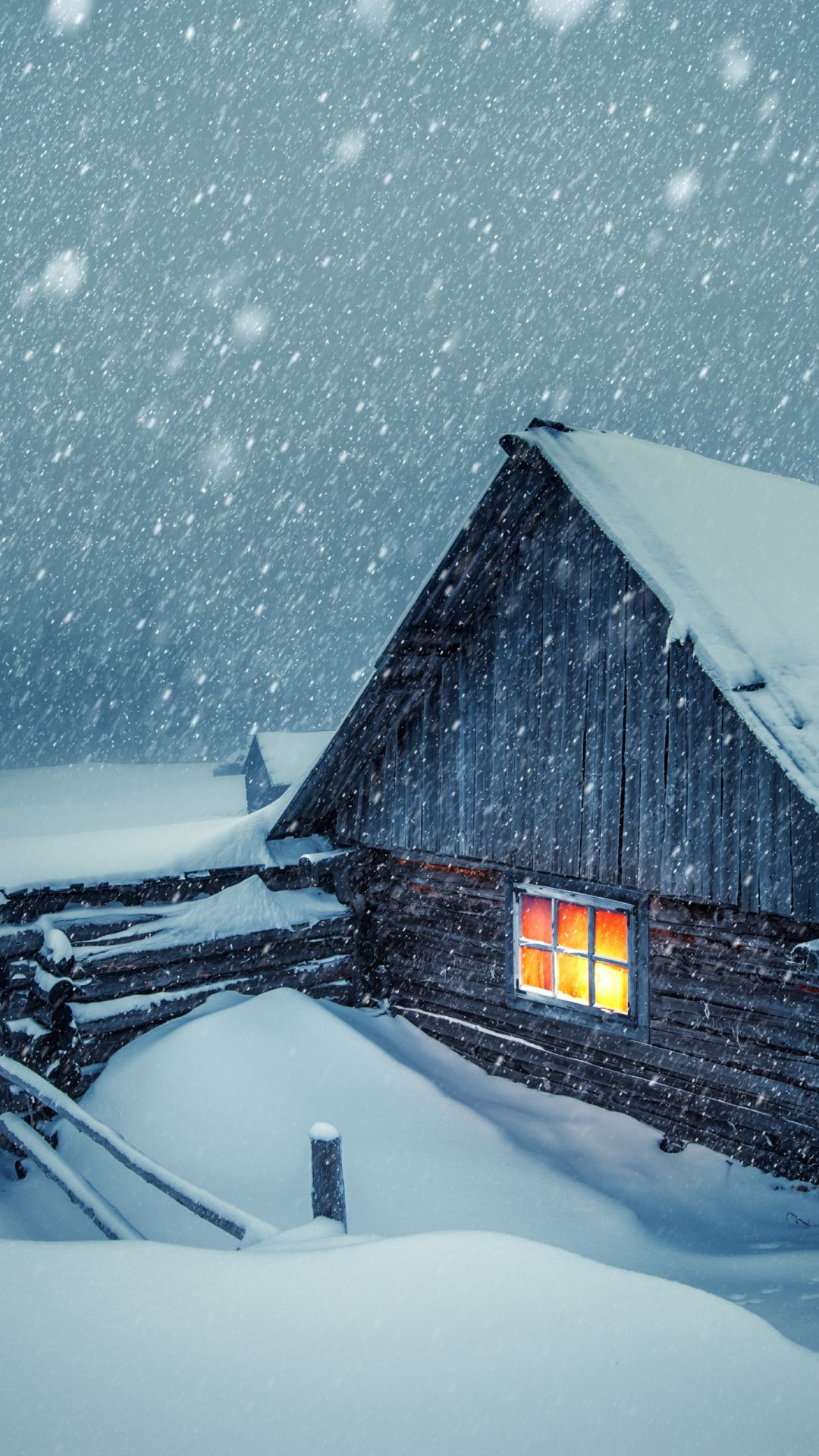 1080x1920 House light, winter, snow-layer, snowfall wallpaper | Snowfall wallpaper, Winter wallpaper, Mountain wallpaper