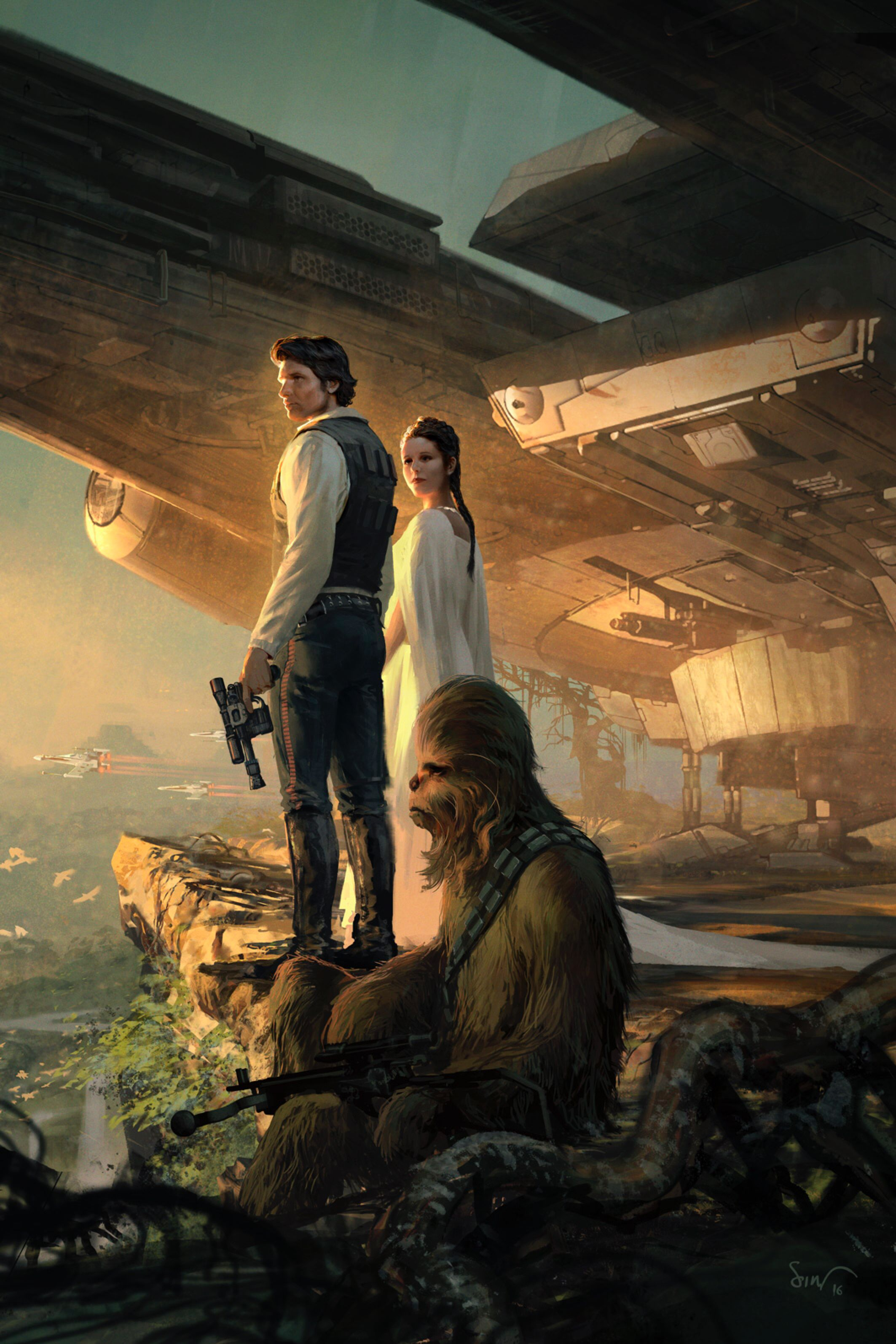 2126x3188 Han Solo, Princess Leia Organa \u0026 Chewbacca Star Wars | Star wars illustration, Star wars art, Star wars images