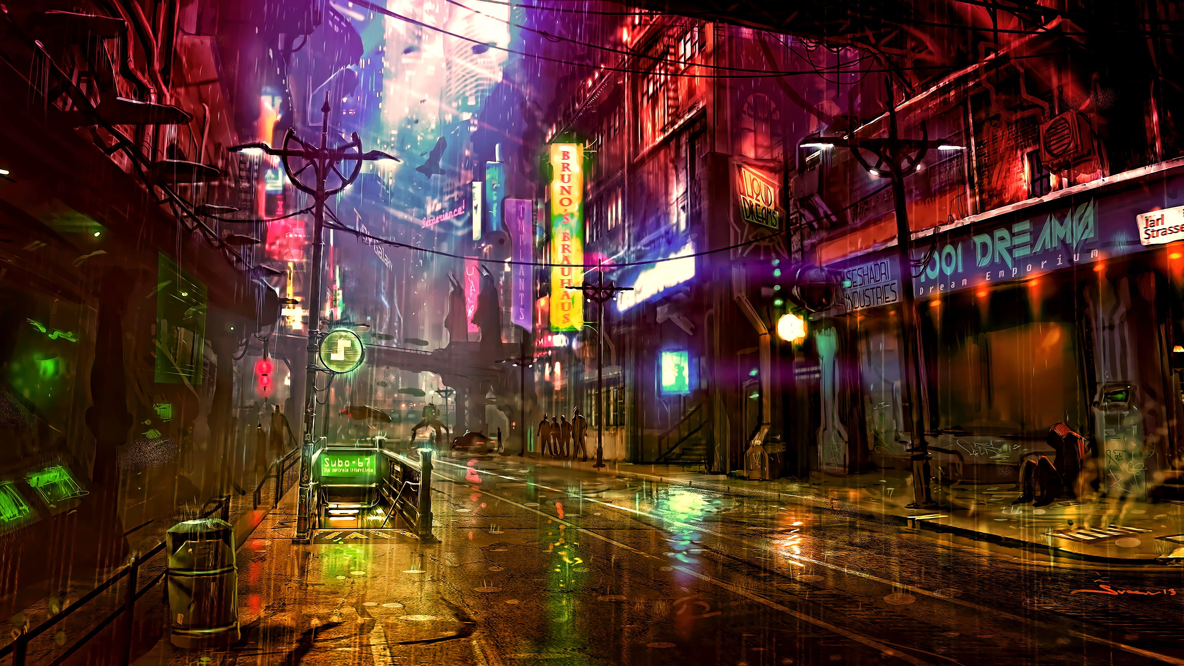 3840x2160 digital wallpaper of city street, city view during nighttime #night #artwork futuristic city #cyberpunk #cyber&acirc;&#128;&brvbar; | Futuristic city, City wallpaper, Digital wallpaper