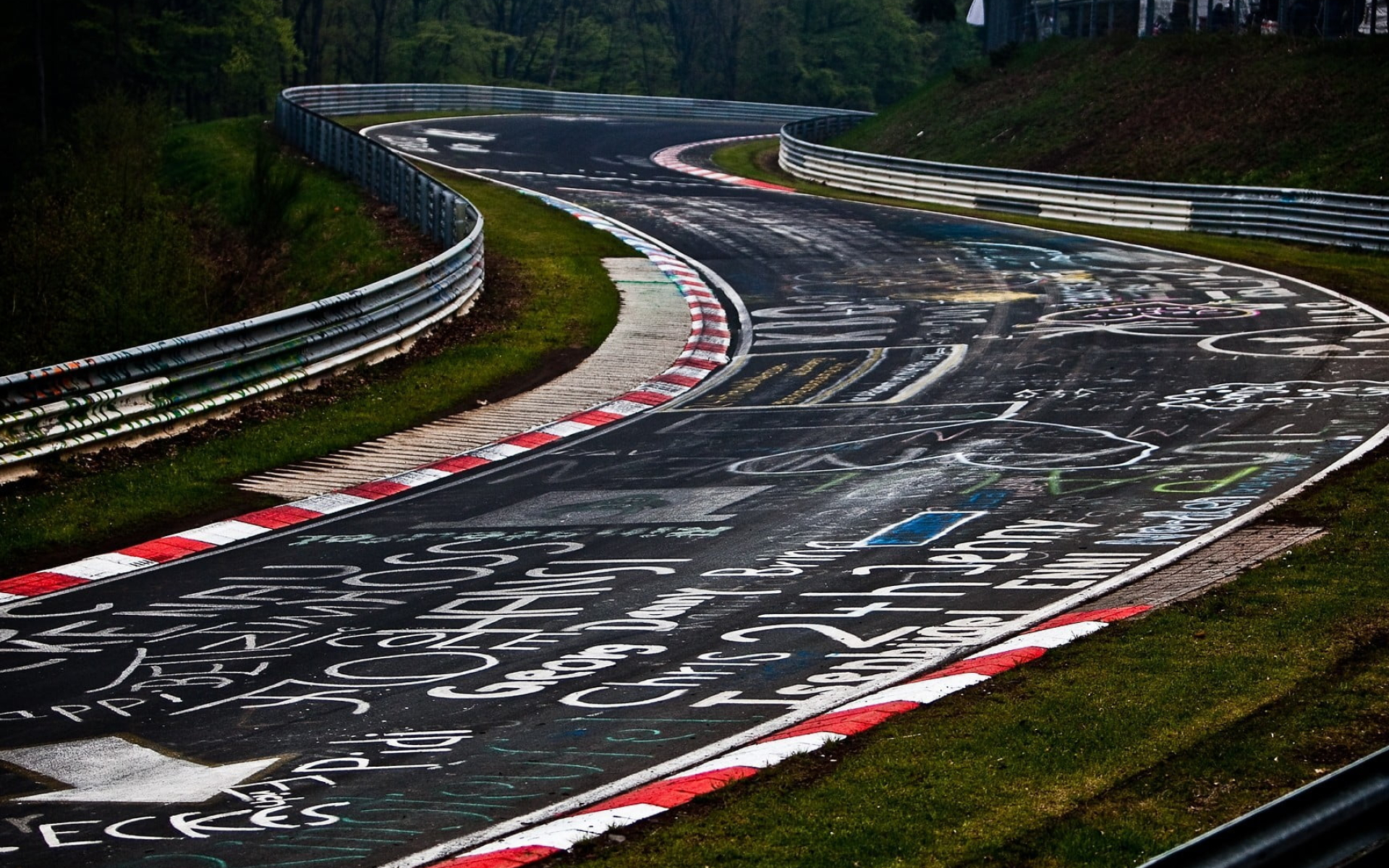 1920x1200 Gray and red racetrack, nurburgring, race tracks, road, graffiti HD wallpaper