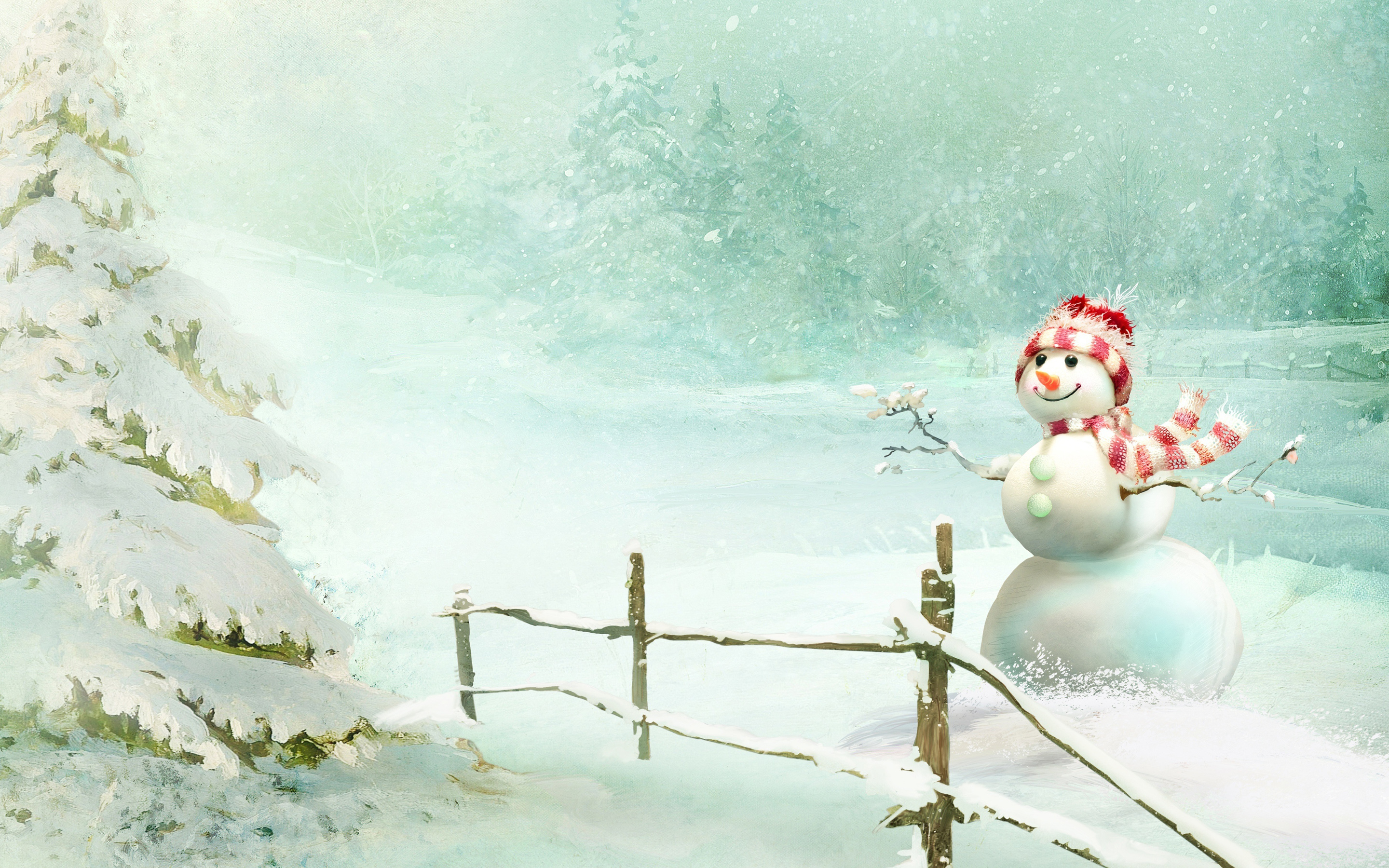 2880x1800 Snowman Christmas Desktop Wallpapers