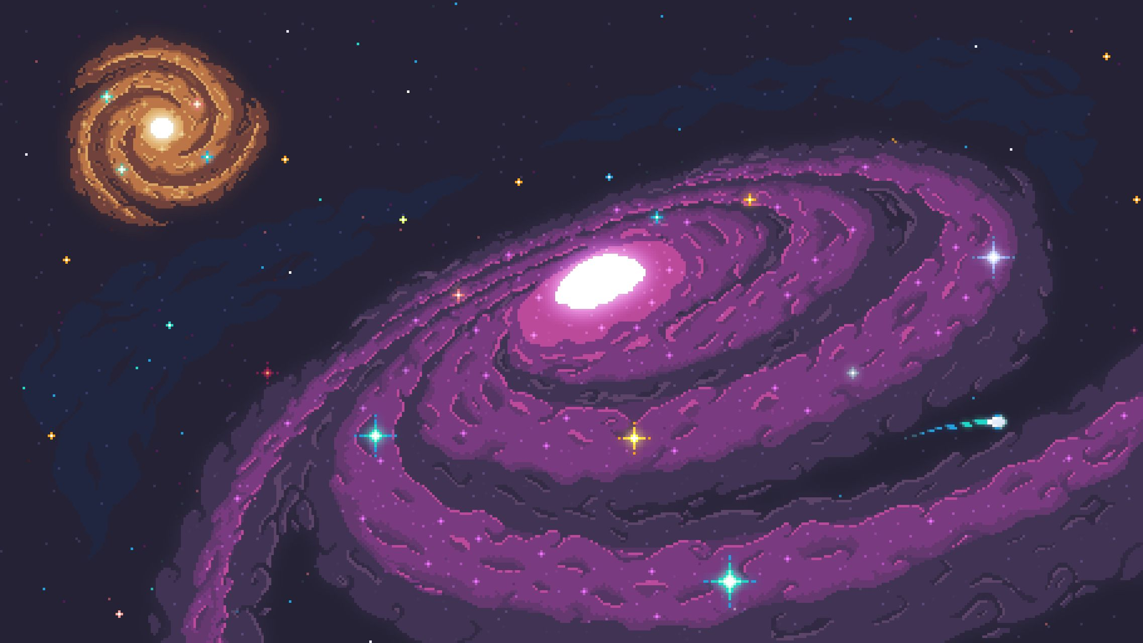 2275x1280 Galaxies Pixel Art Wallpaper, HD Artist 4K Wallpapers, Images, Photos and Background Wallpapers Den | Galaxies wallpaper, Pixel art background, Art wallpaper