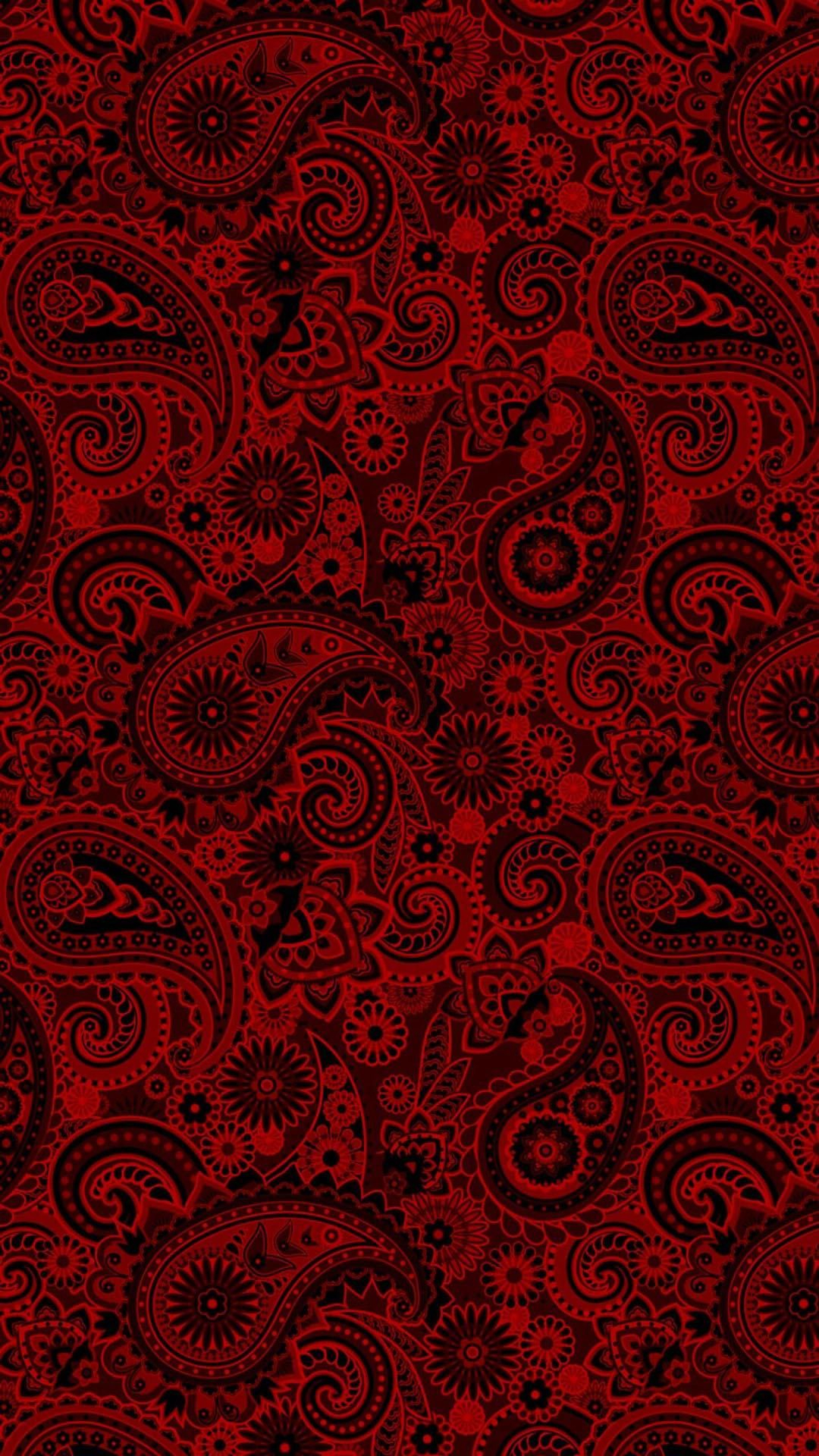 1080x1920 Red Paisley Download at: #iphonewallpaper #pho&acirc;&#128;&brvbar; | Paisley wallpaper, Mandala wallpaper, Dark phone wallpapers