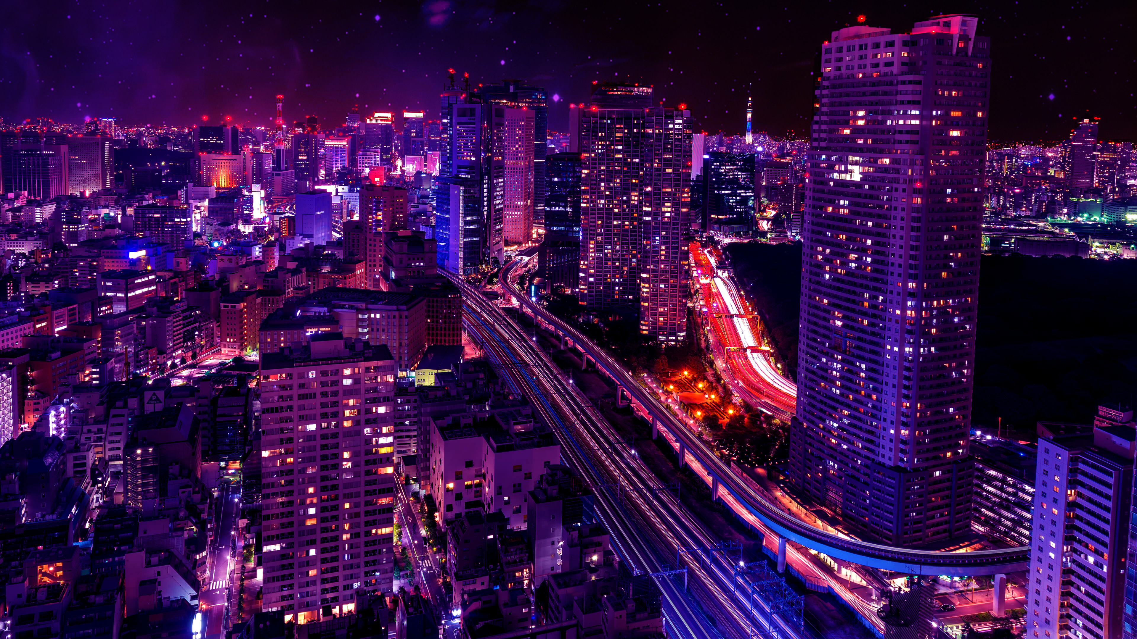 3840x2160 2560x1440 Cityscape Skyscraper Pink Lights Buildings 4k 1440P Resolution HD 4k Wallpapers, Images, Backgrounds, Photos and Pictures