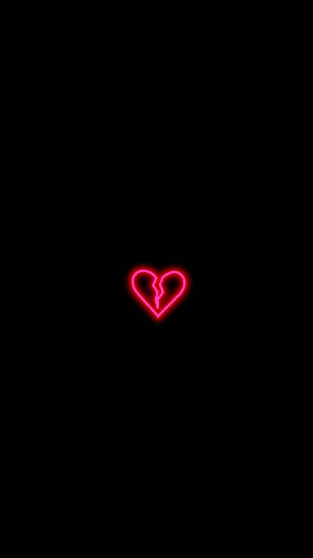 1080x1920 Download Black Heart With Red Led Wallpaper