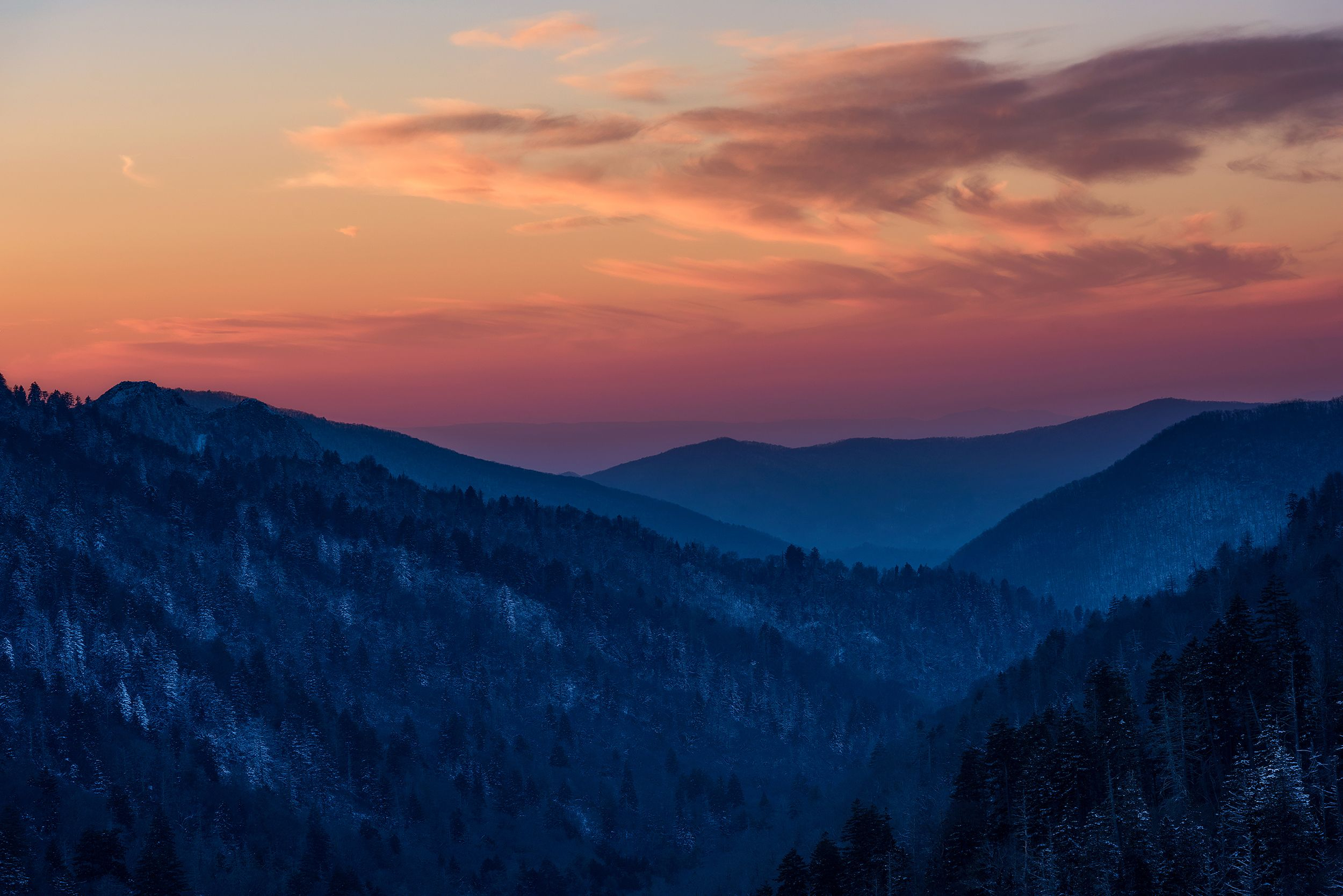 2500x1669 Morton Overlook Sunset, Great Smoky Mountain National Park [OC][OS][] &acirc;&#128;&cent; /r/Ea&acirc;&#128;&brvbar; | Great smoky mountains national park, National parks, Great smoky mountains