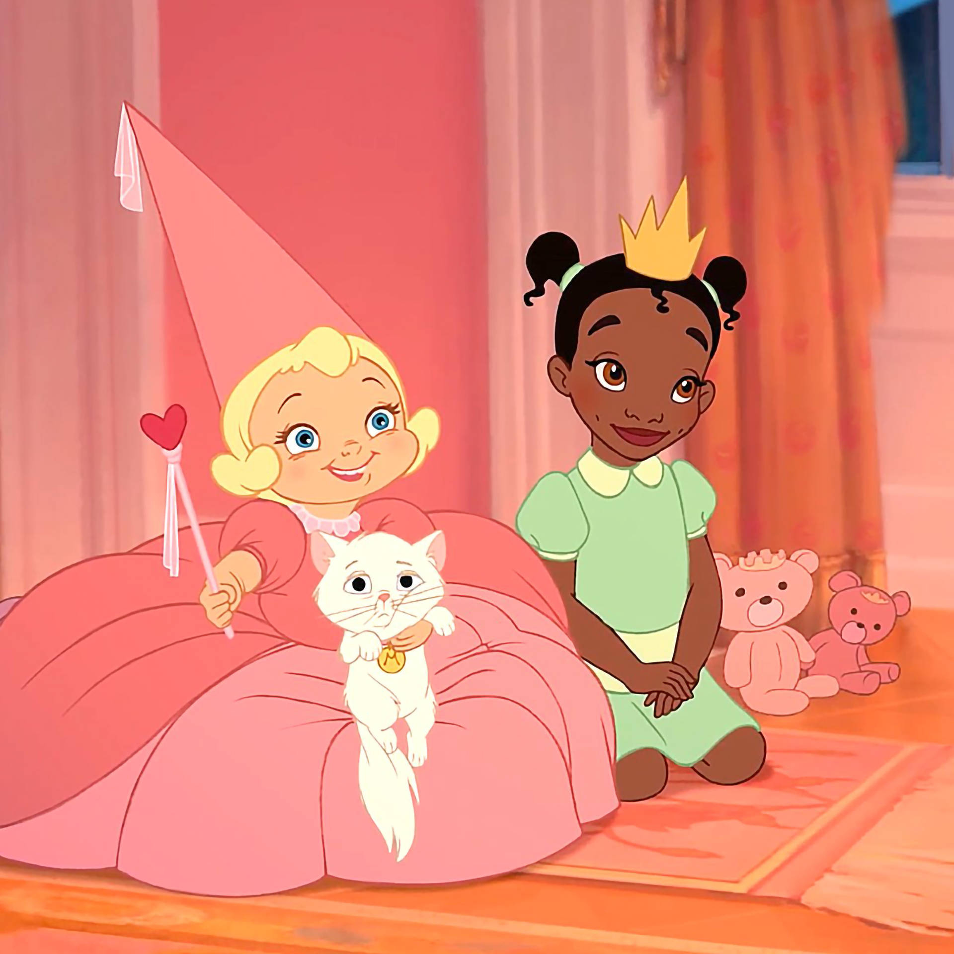 1920x1920 Download The Princess And The Frog Young Tiana And Lottie Wallpaper |