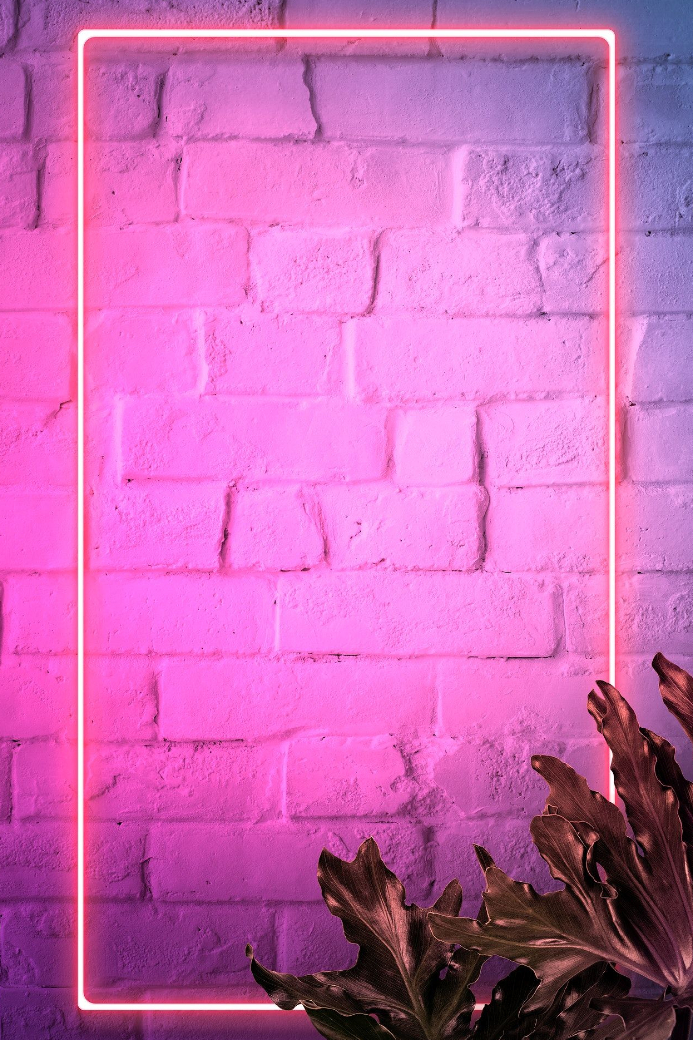 1400x2100 Pink neon lights frame on a white brick wall mockup | premium image by / HwangMangjoo | Pink neon lights, Neon light wallpaper, Neon wallpaper